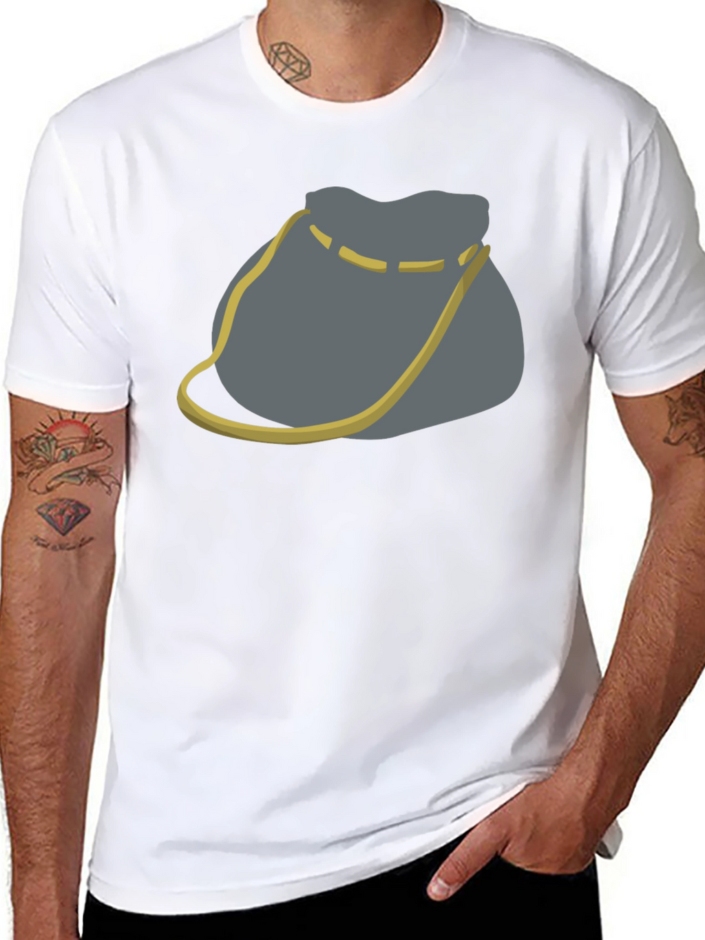 Novelty Gray Bag Graphic Tee - Casual Comfort