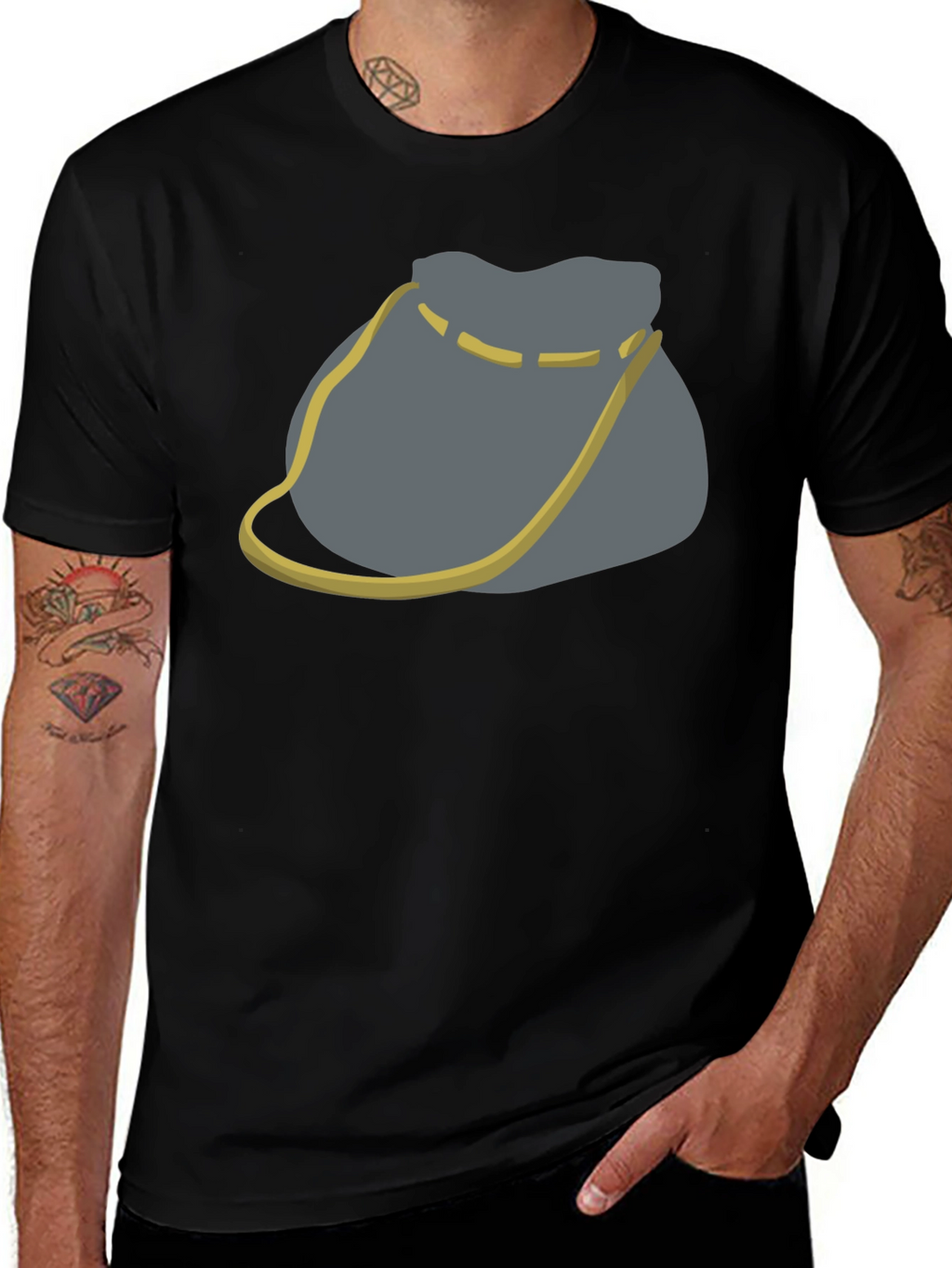 Novelty Gray Bag Graphic Tee - Casual Comfort