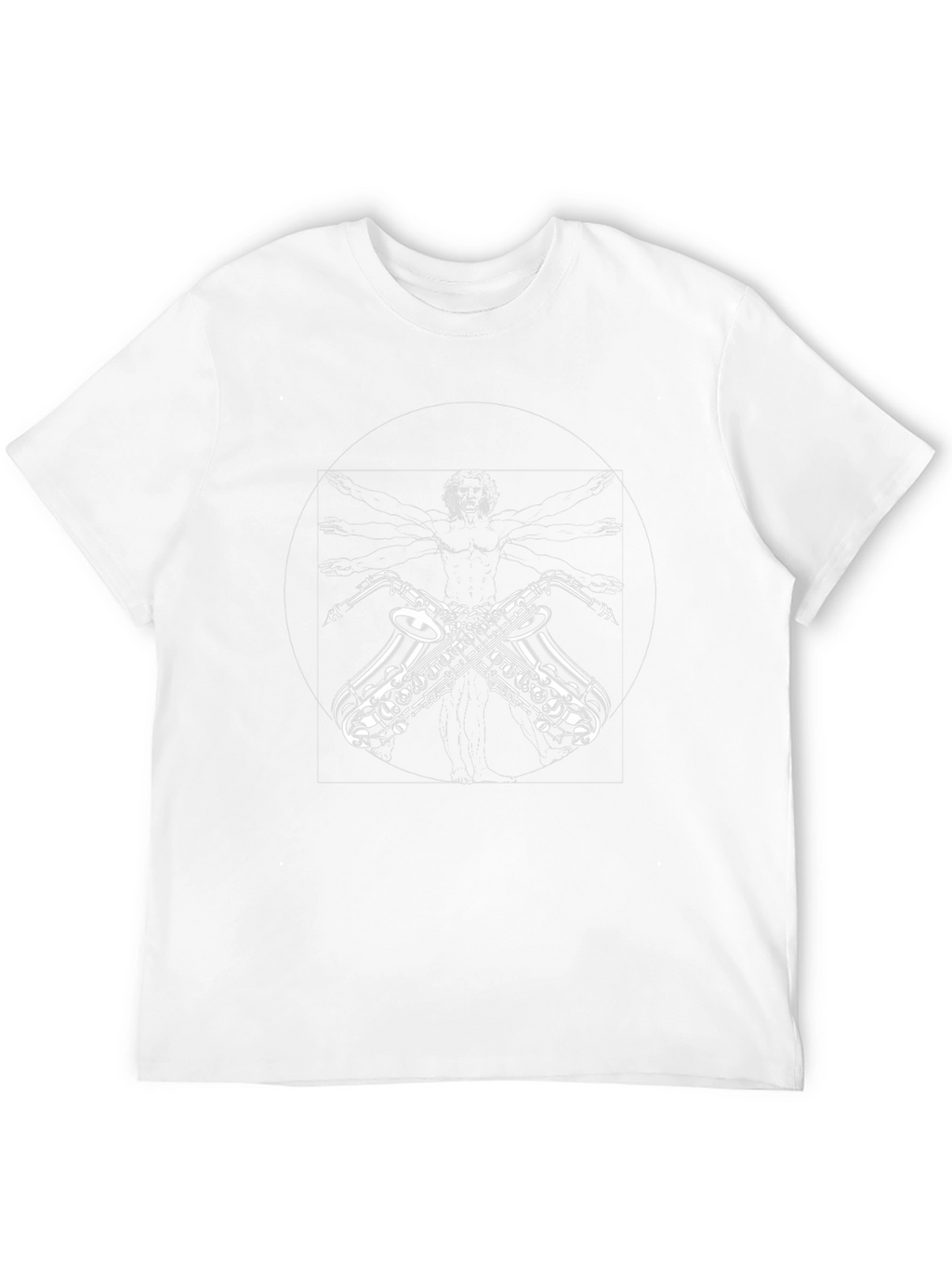Saxophone Vitruvian Man Graphic Tee