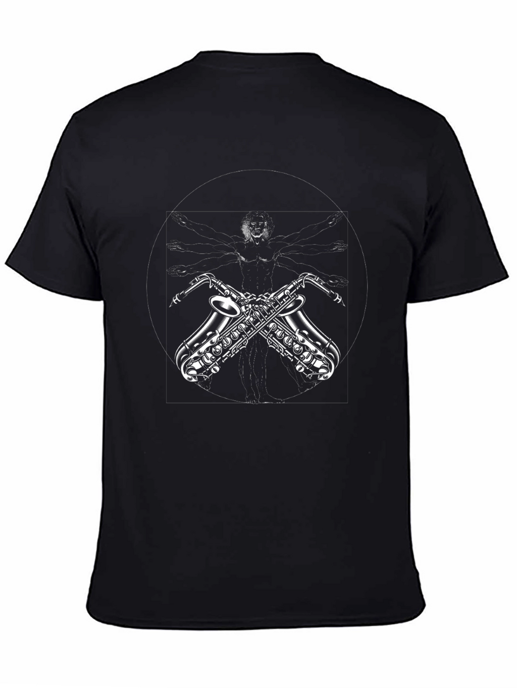 Saxophone Vitruvian Man Graphic Tee