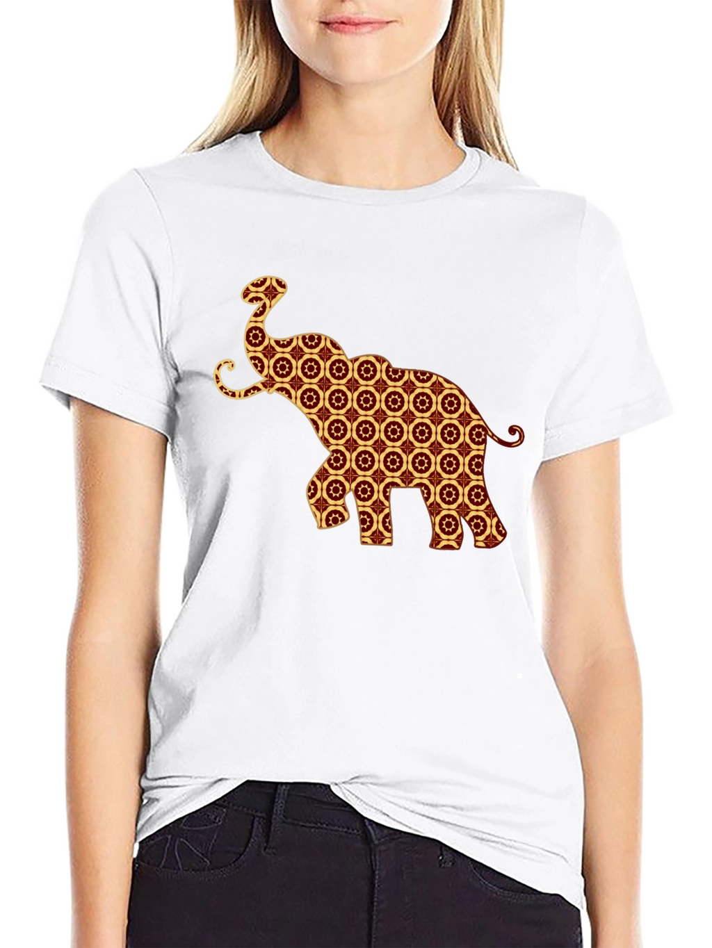Elephant Pattern T-Shirt - Unique Graphic Tee