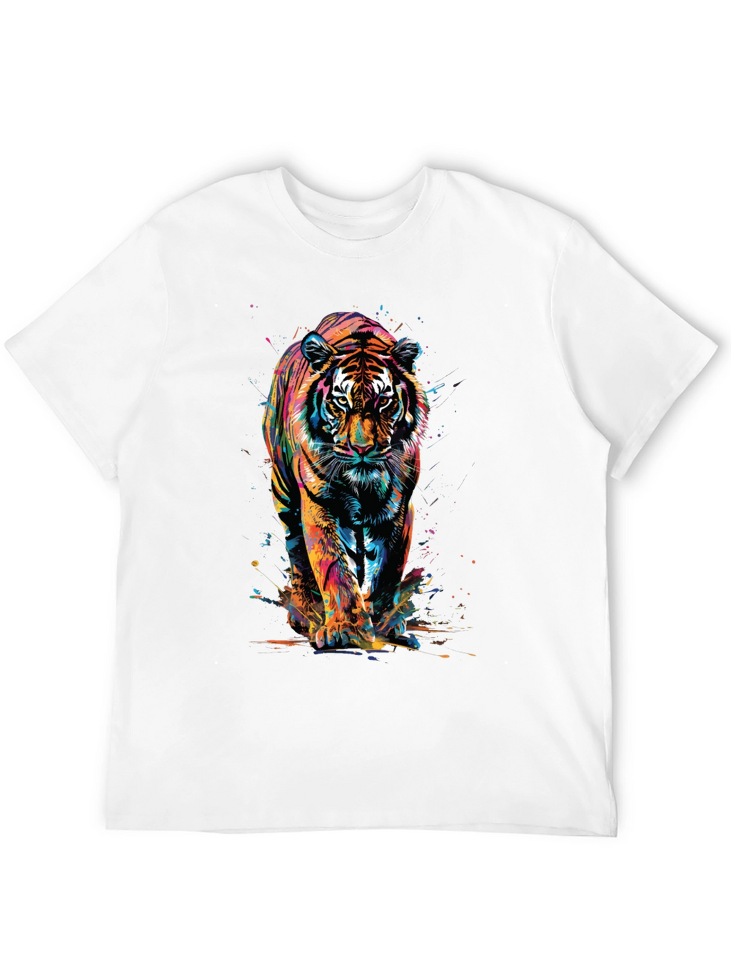 Vibrant Tiger Graphic Print Black T-Shirt