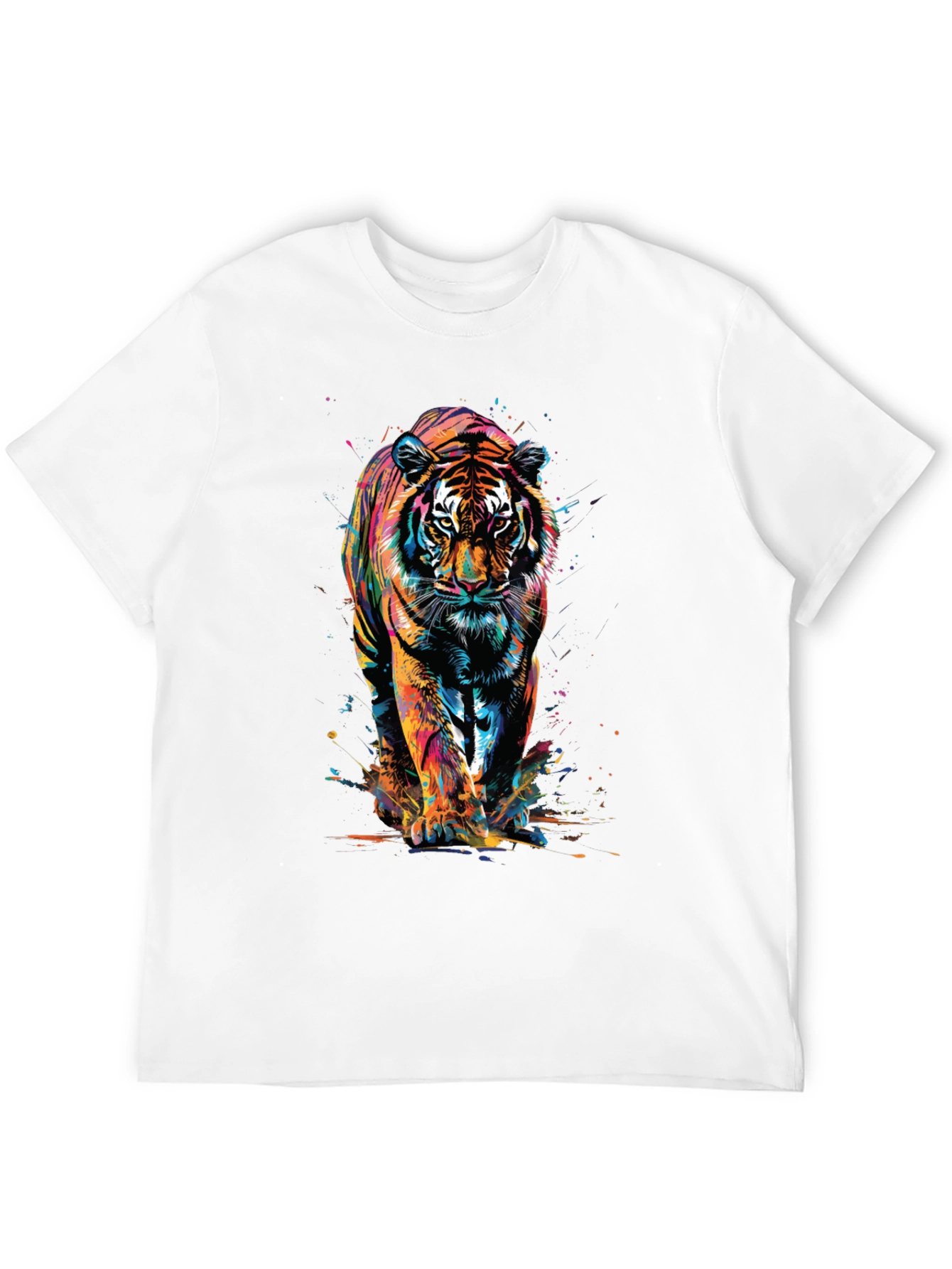 Vibrant Tiger Graphic Print Black T-Shirt