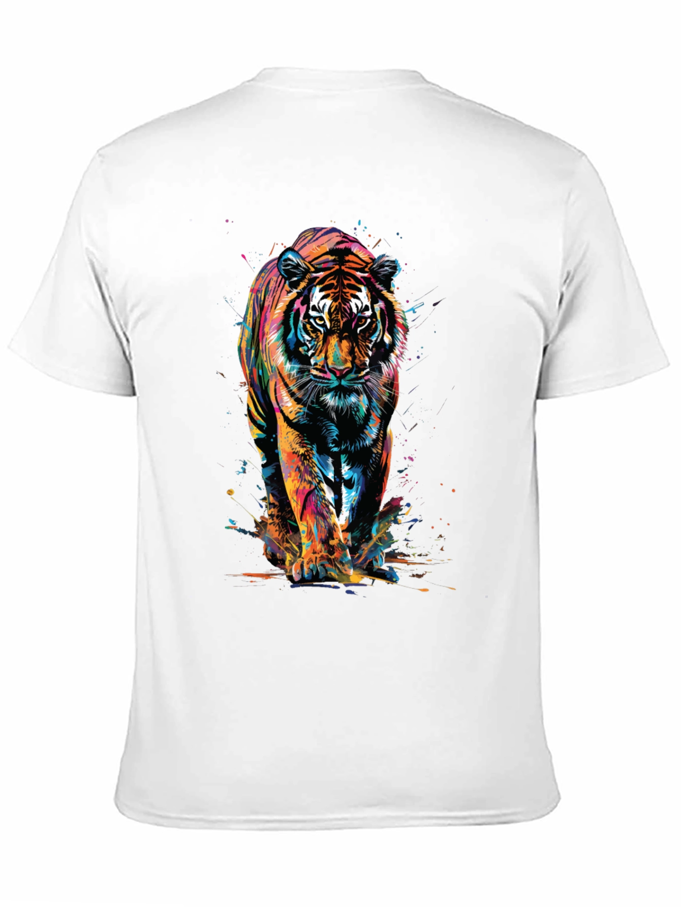 Vibrant Tiger Graphic Print Black T-Shirt