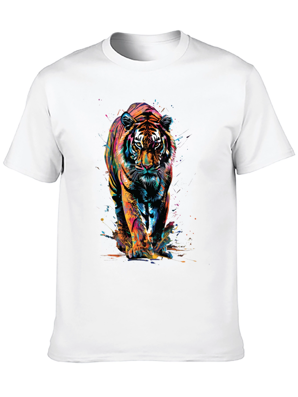 Vibrant Tiger Graphic Print Black T-Shirt