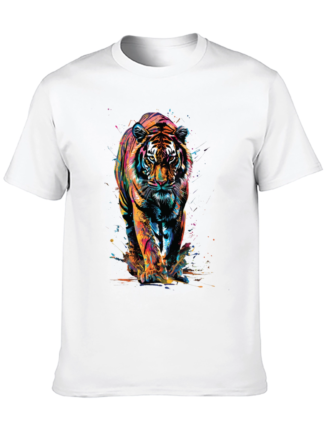 Vibrant Tiger Graphic Print Black T-Shirt