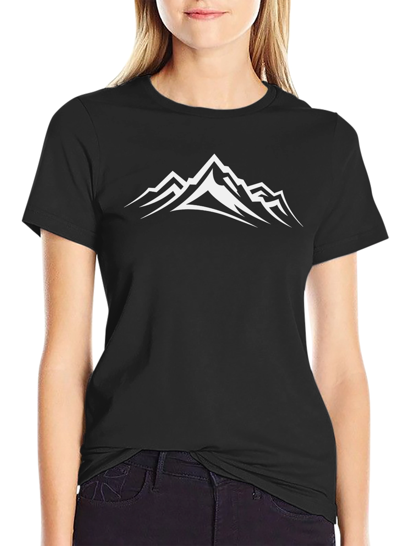 Mountain Peak Graphic Tee - Black Cotton Comfort