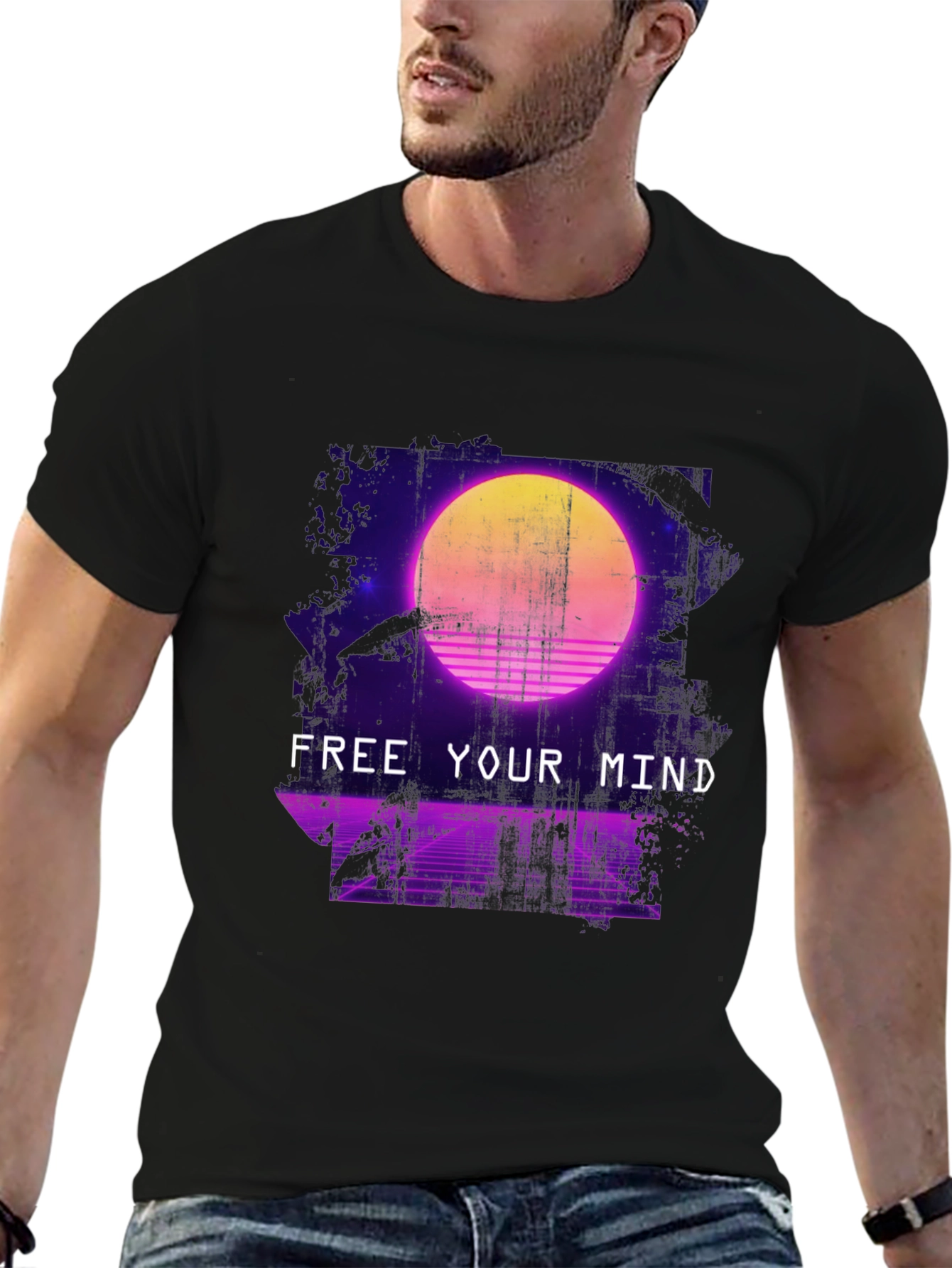 Retro Synthwave Free Your Mind Graphic T-Shirt