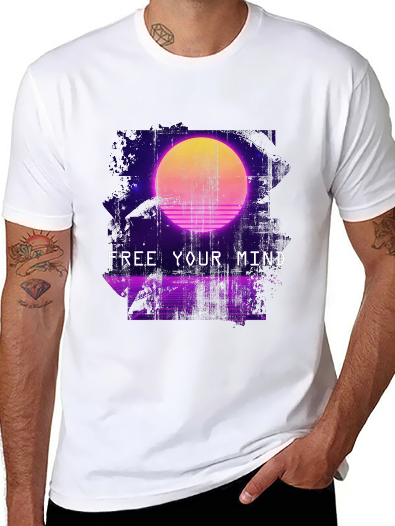Retro Synthwave Free Your Mind Graphic T-Shirt