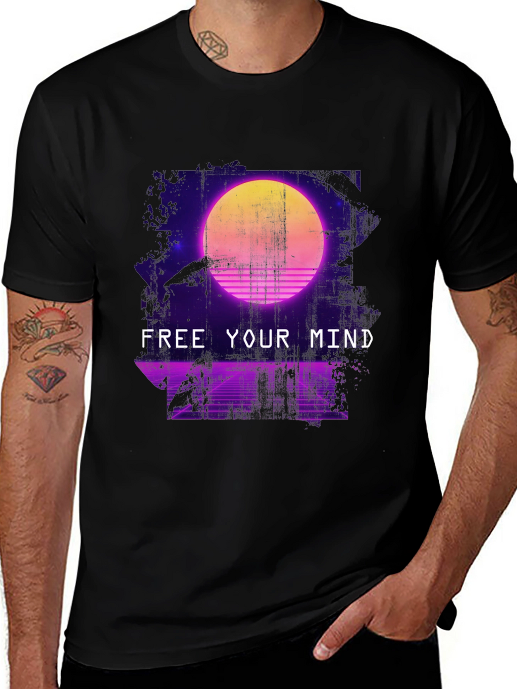 Retro Synthwave Free Your Mind Graphic T-Shirt