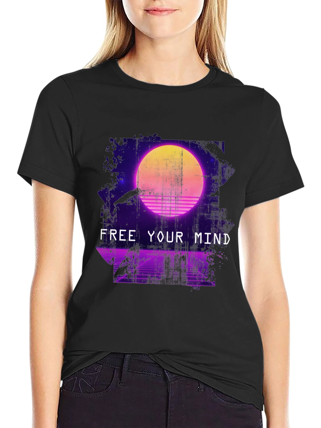 Retro Synthwave Free Your Mind Graphic T-Shirt