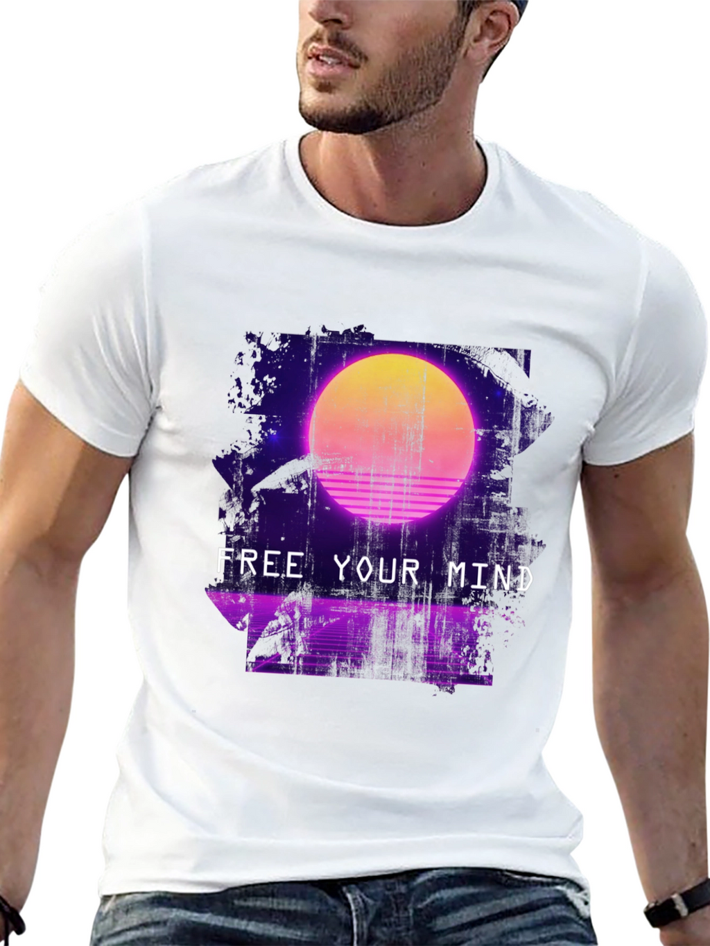 Retro Synthwave Free Your Mind Graphic T-Shirt
