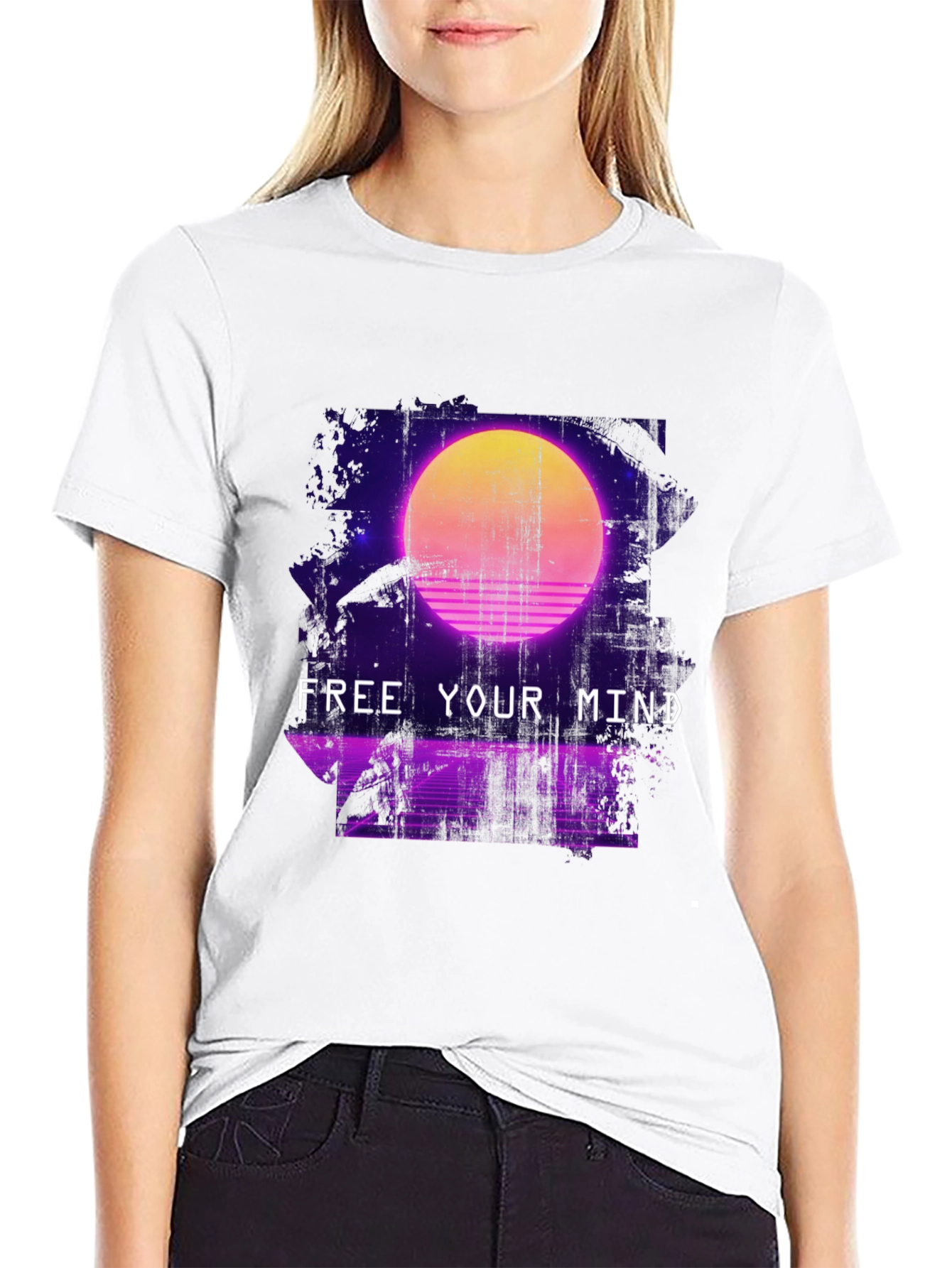Retro Synthwave Free Your Mind Graphic T-Shirt