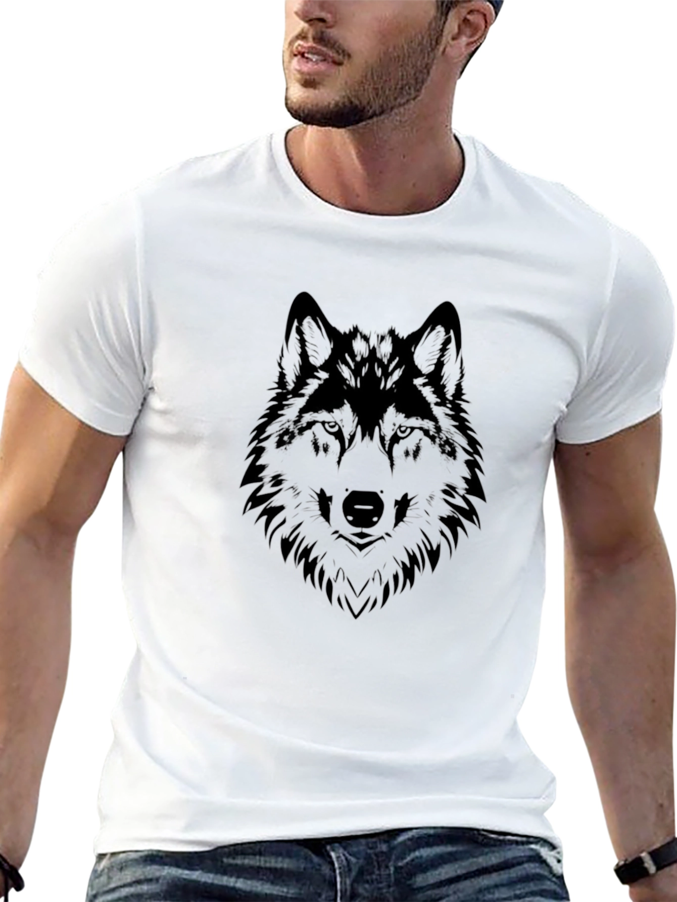 Black Wolf Graphic Tee - Mens Fashion T-Shirt