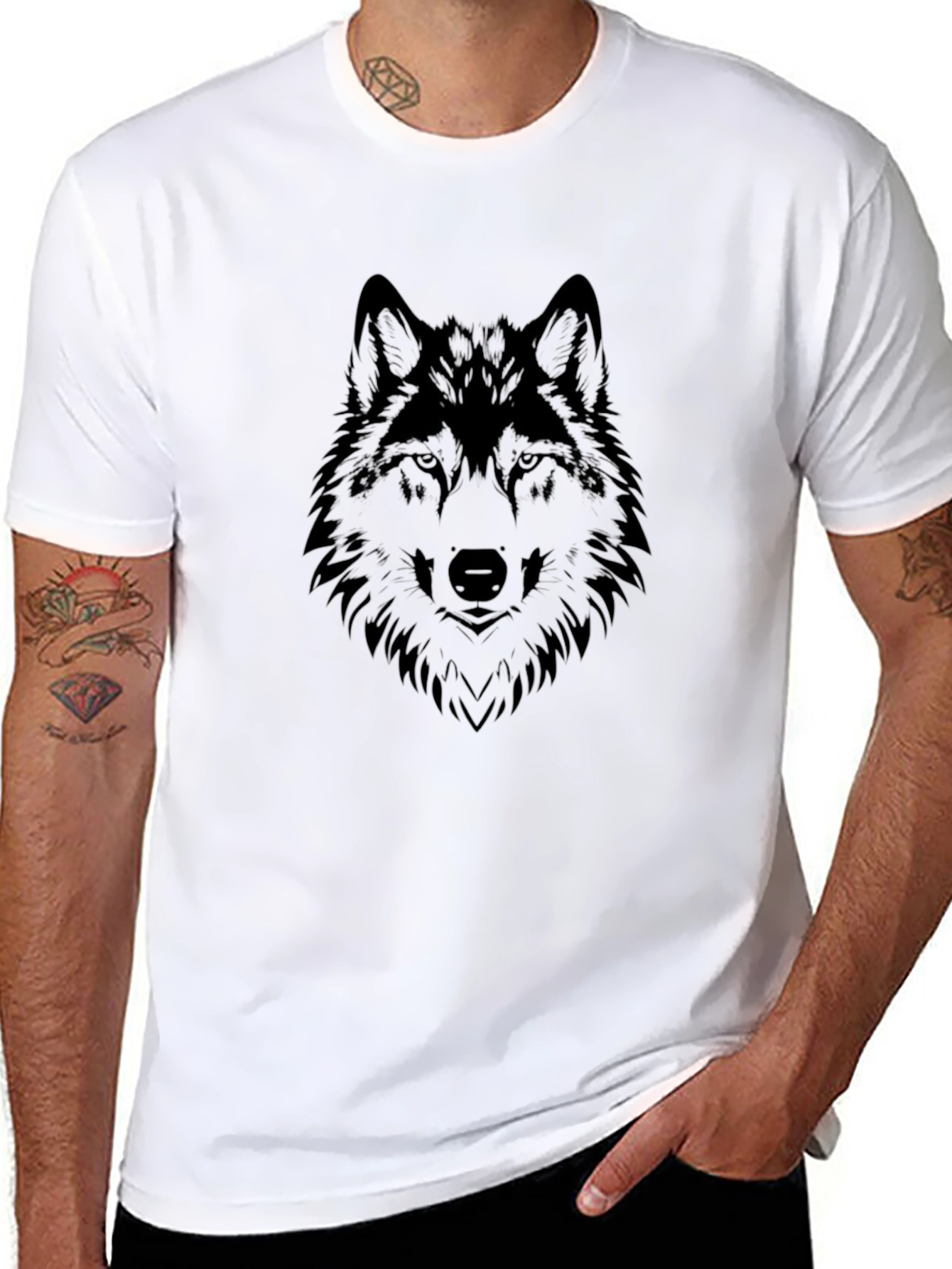 Black Wolf Graphic Tee - Mens Fashion T-Shirt