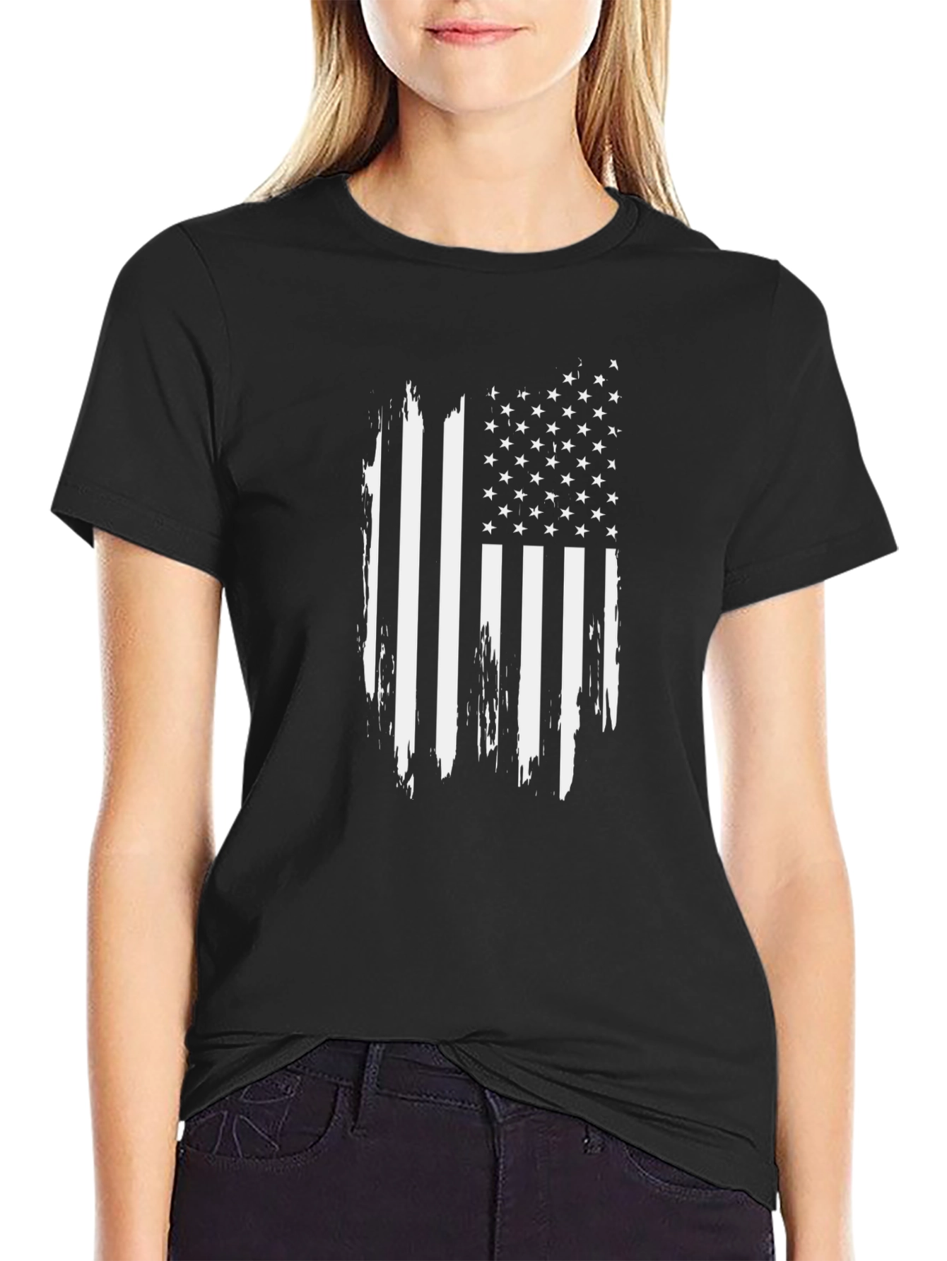 Distressed American Flag Graphic T-Shirt