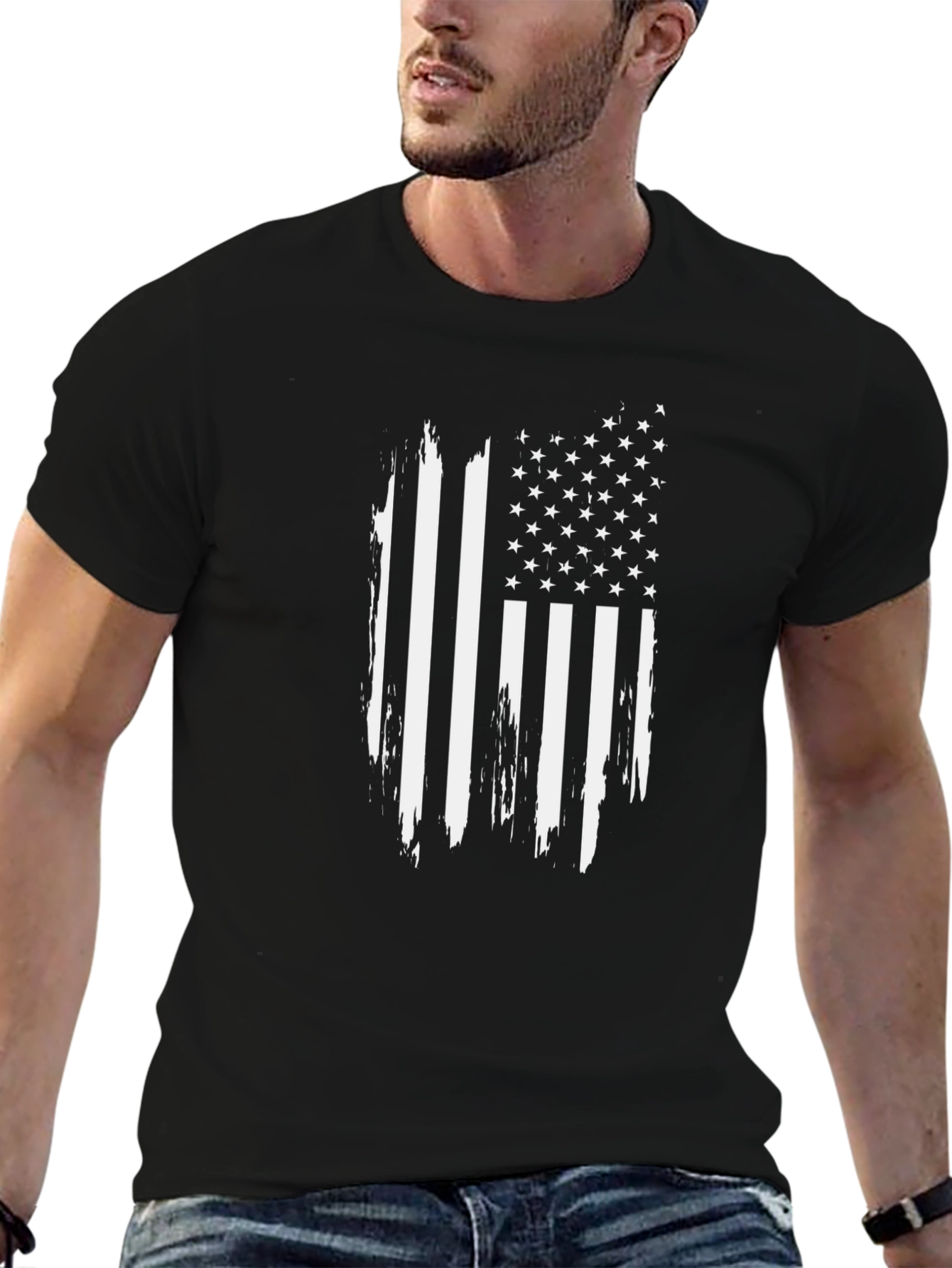 Distressed American Flag Graphic T-Shirt