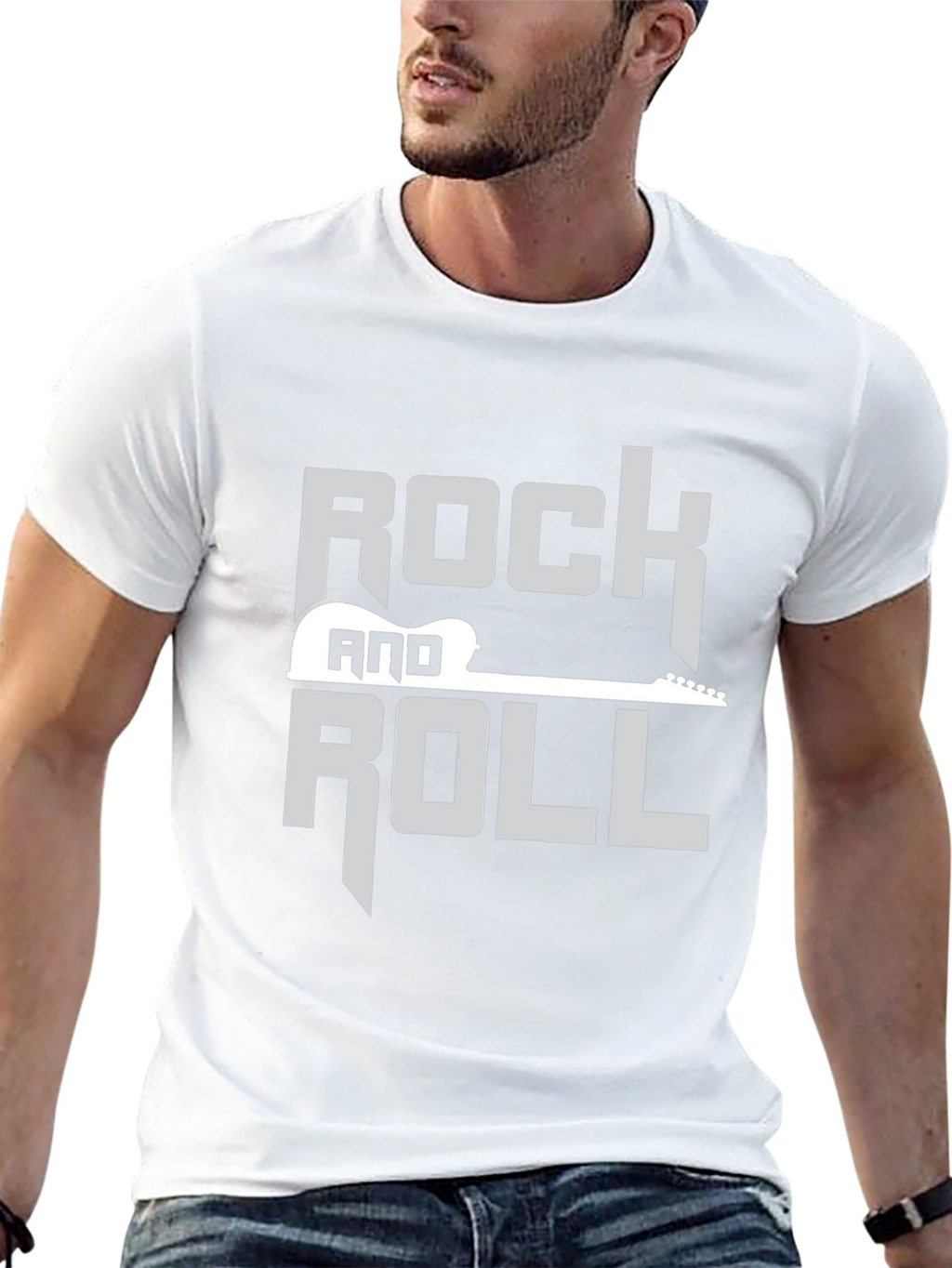 Rock and Roll Guitar Graphic Black T-Shirt