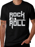 Rock and Roll Guitar Graphic Black T-Shirt