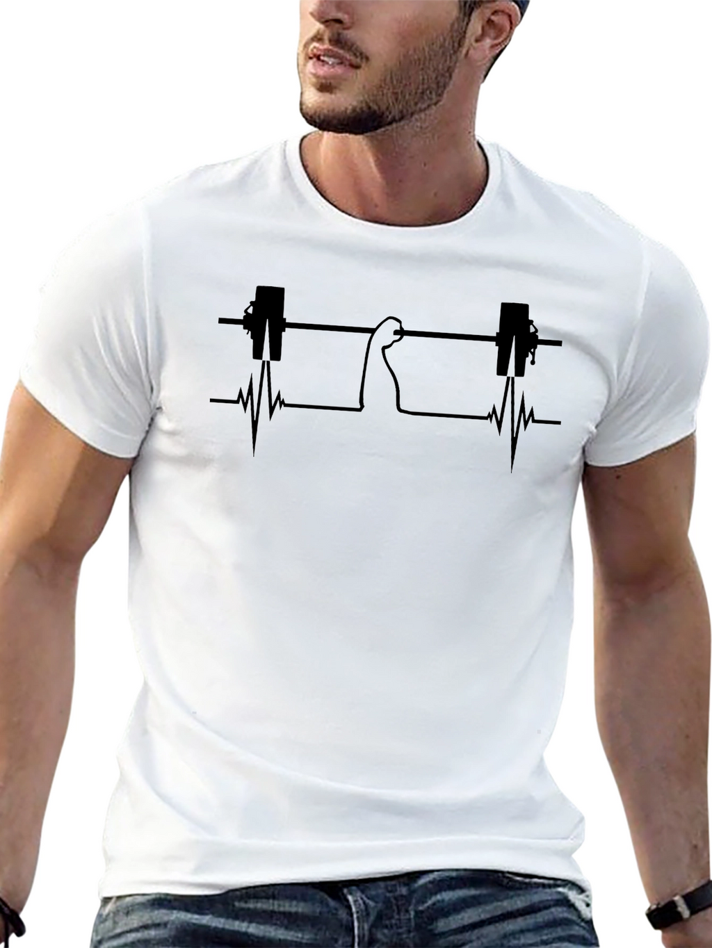 Gym Lifter Heartbeat Graphic T-Shirt