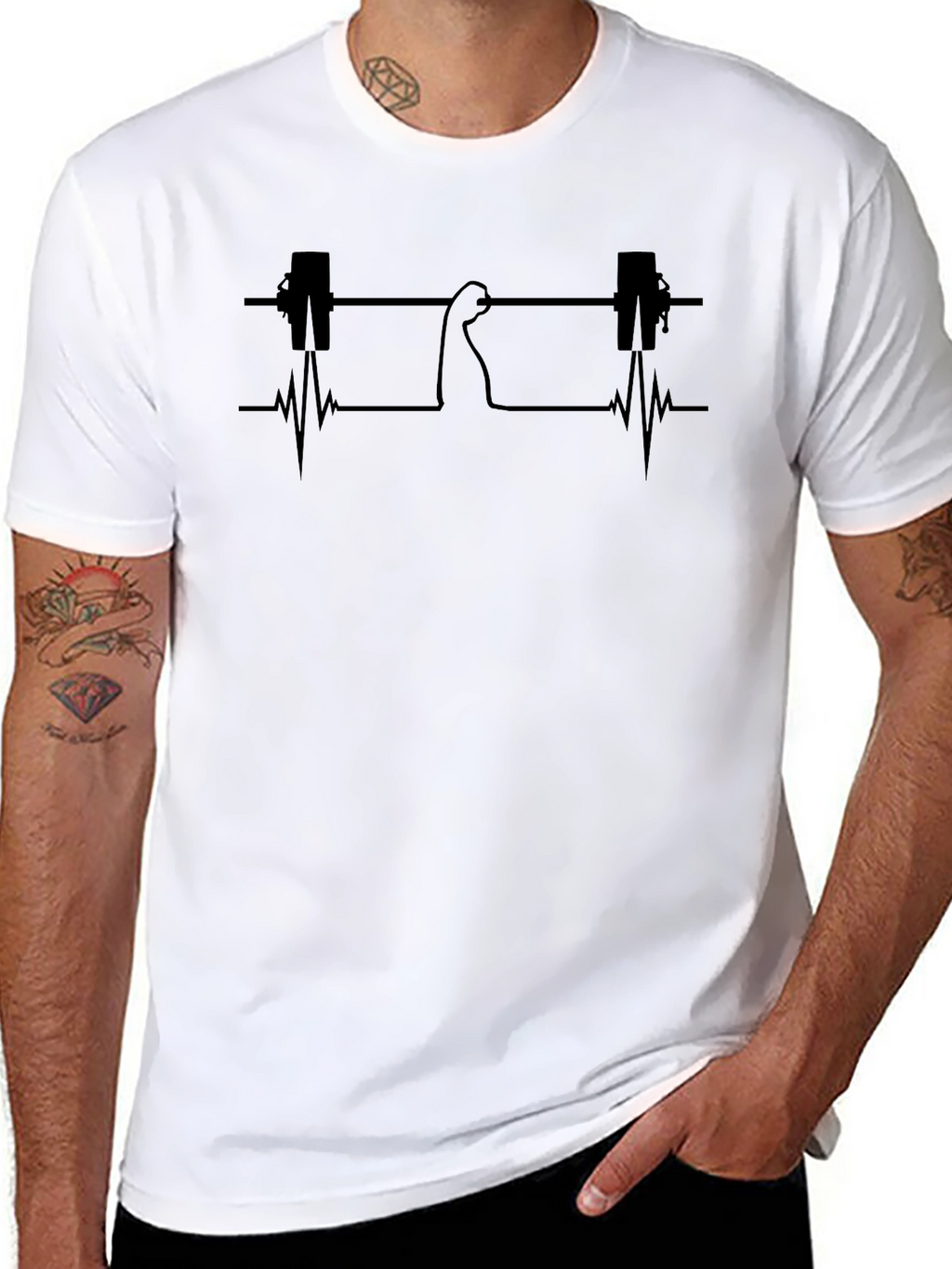 Gym Lifter Heartbeat Graphic T-Shirt