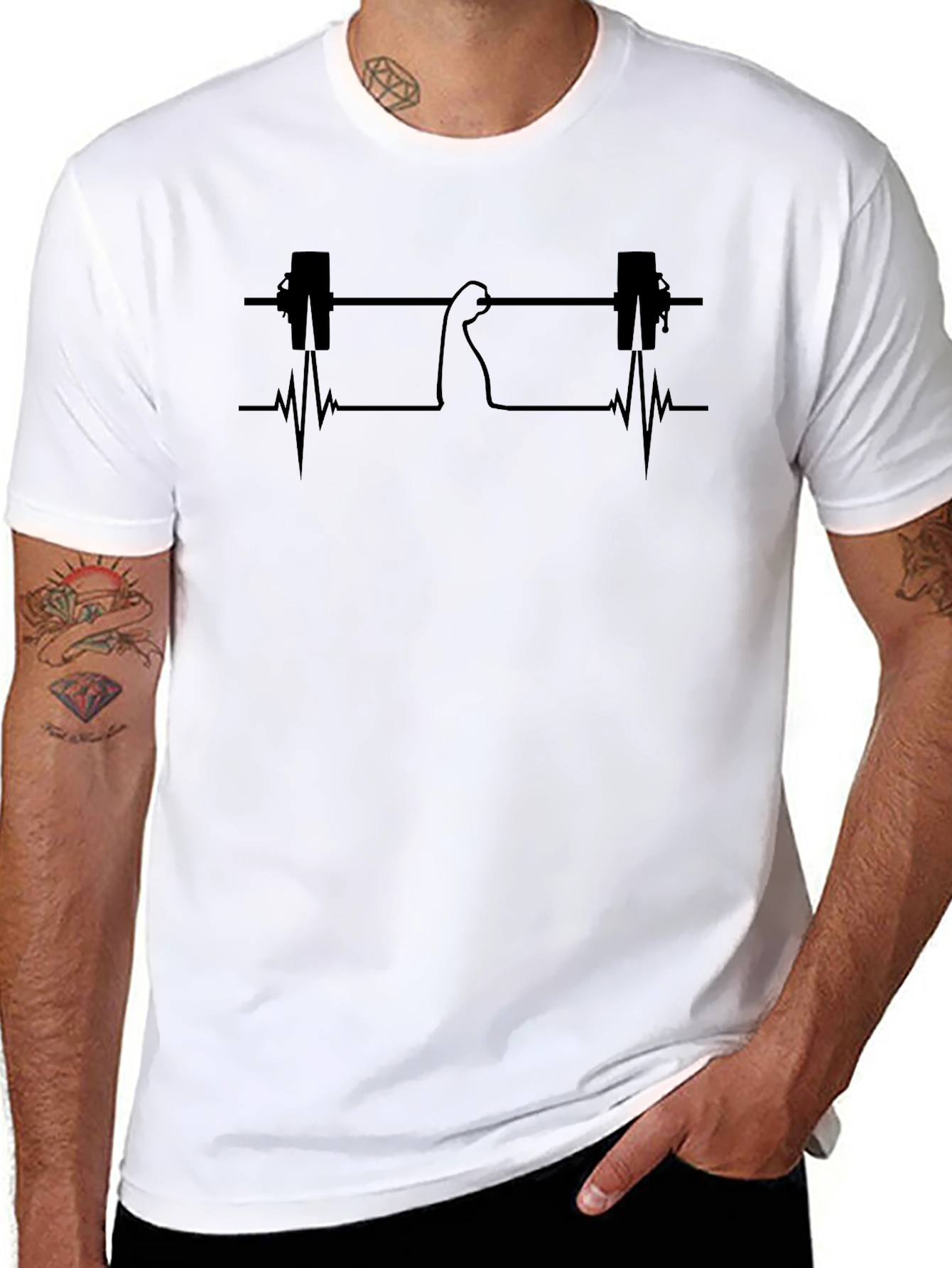 Gym Lifter Heartbeat Graphic T-Shirt