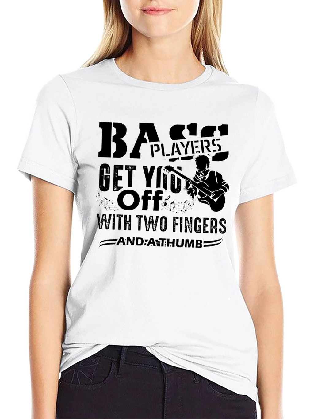Bass Player Two Fingers & A Thumb Novelty T-Shirt