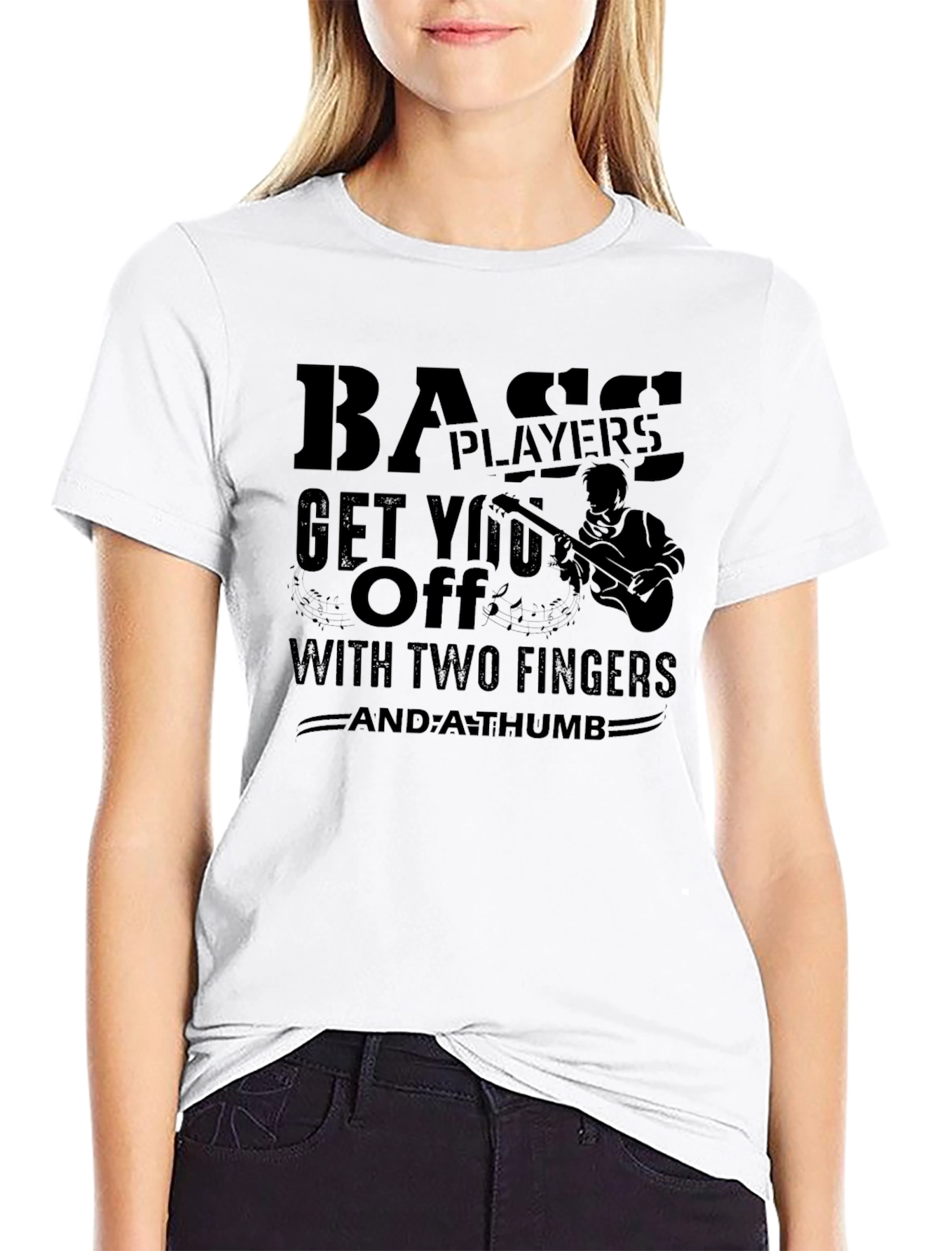 Bass Player Two Fingers & A Thumb Novelty T-Shirt