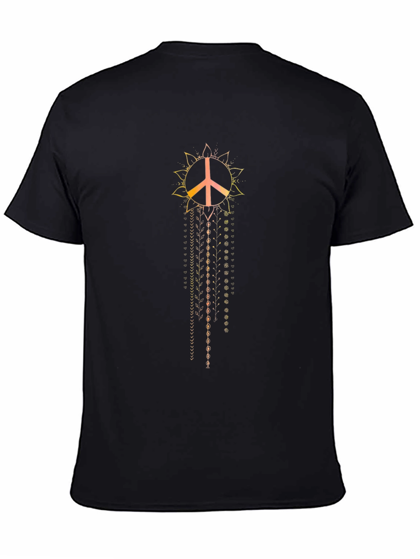 Peace Sign Mandala Mens Black T-Shirt