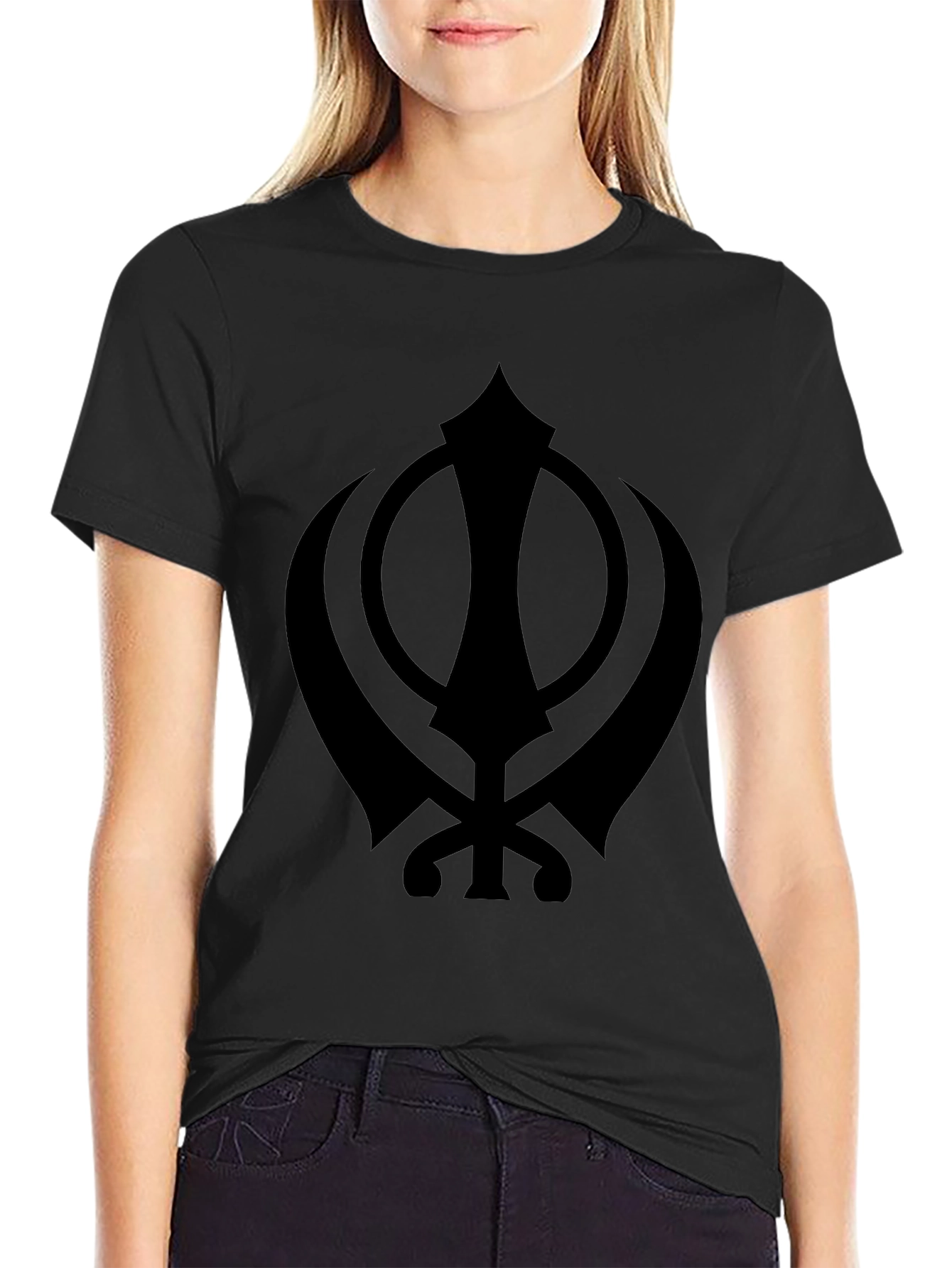 Black Khanda Symbol Graphic T-Shirt
