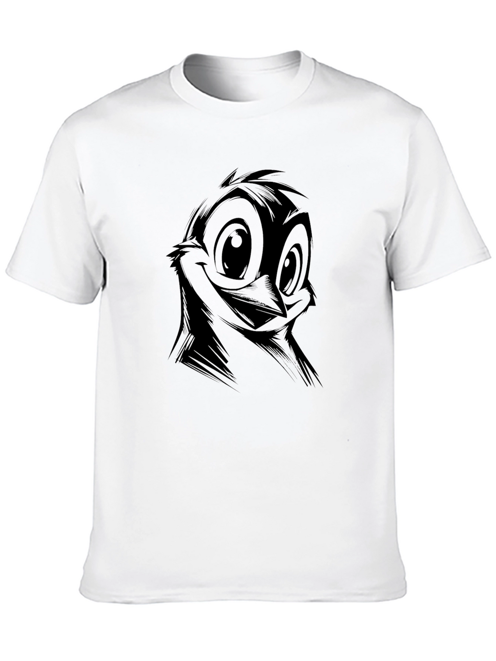 Cartoon Bird Graphic Black T-Shirt