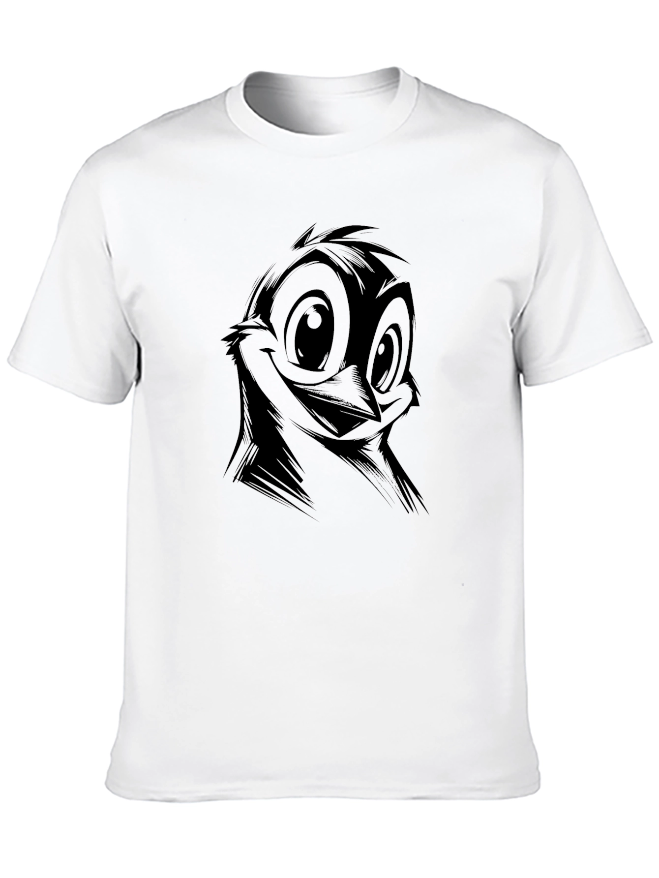 Cartoon Bird Graphic Black T-Shirt