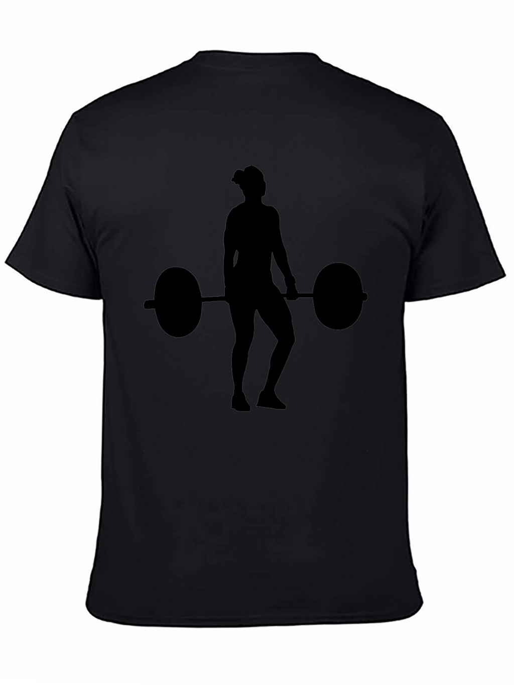 Weightlifting Woman Silhouette Black T-Shirt