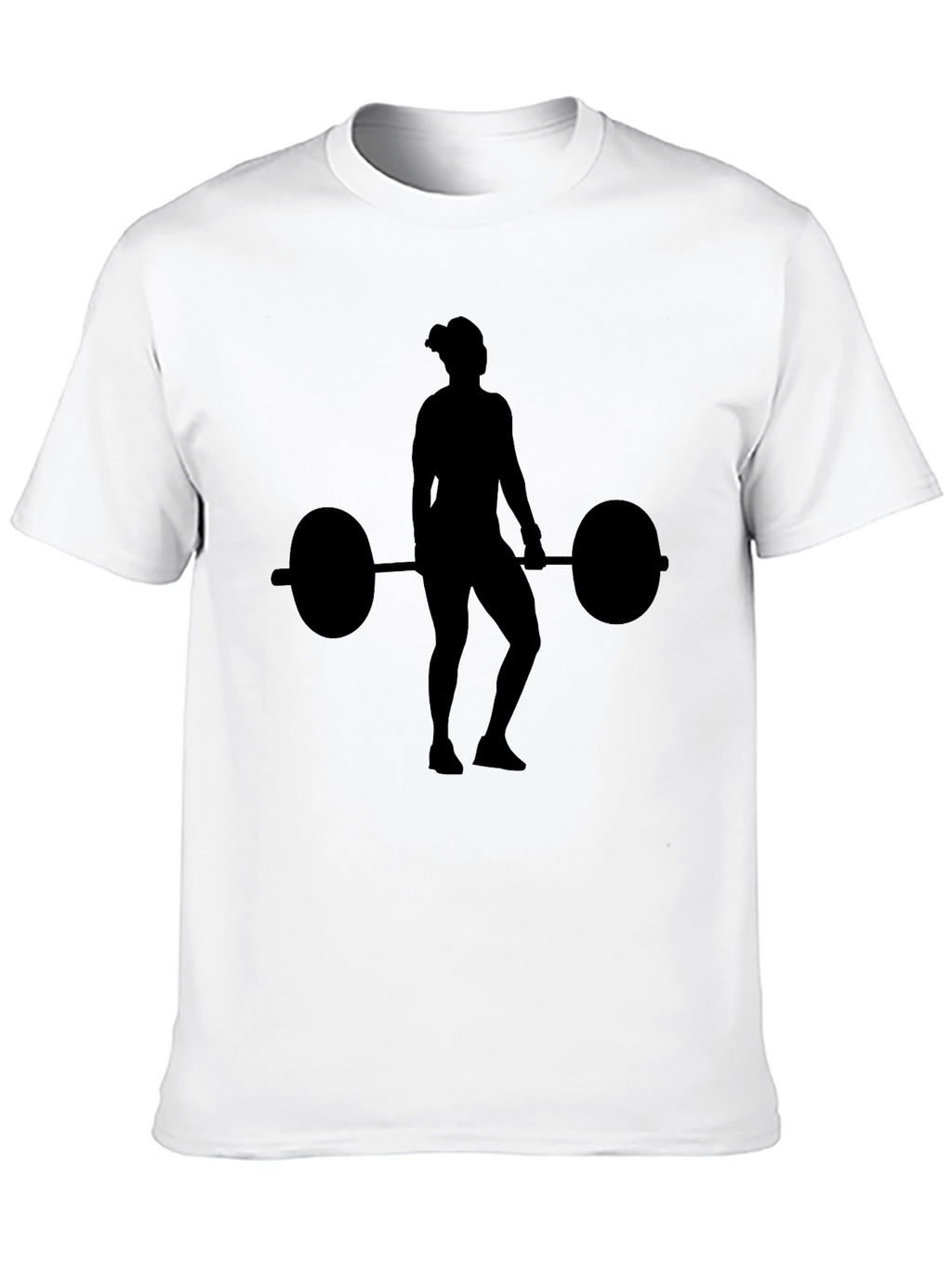 Weightlifting Woman Silhouette Black T-Shirt