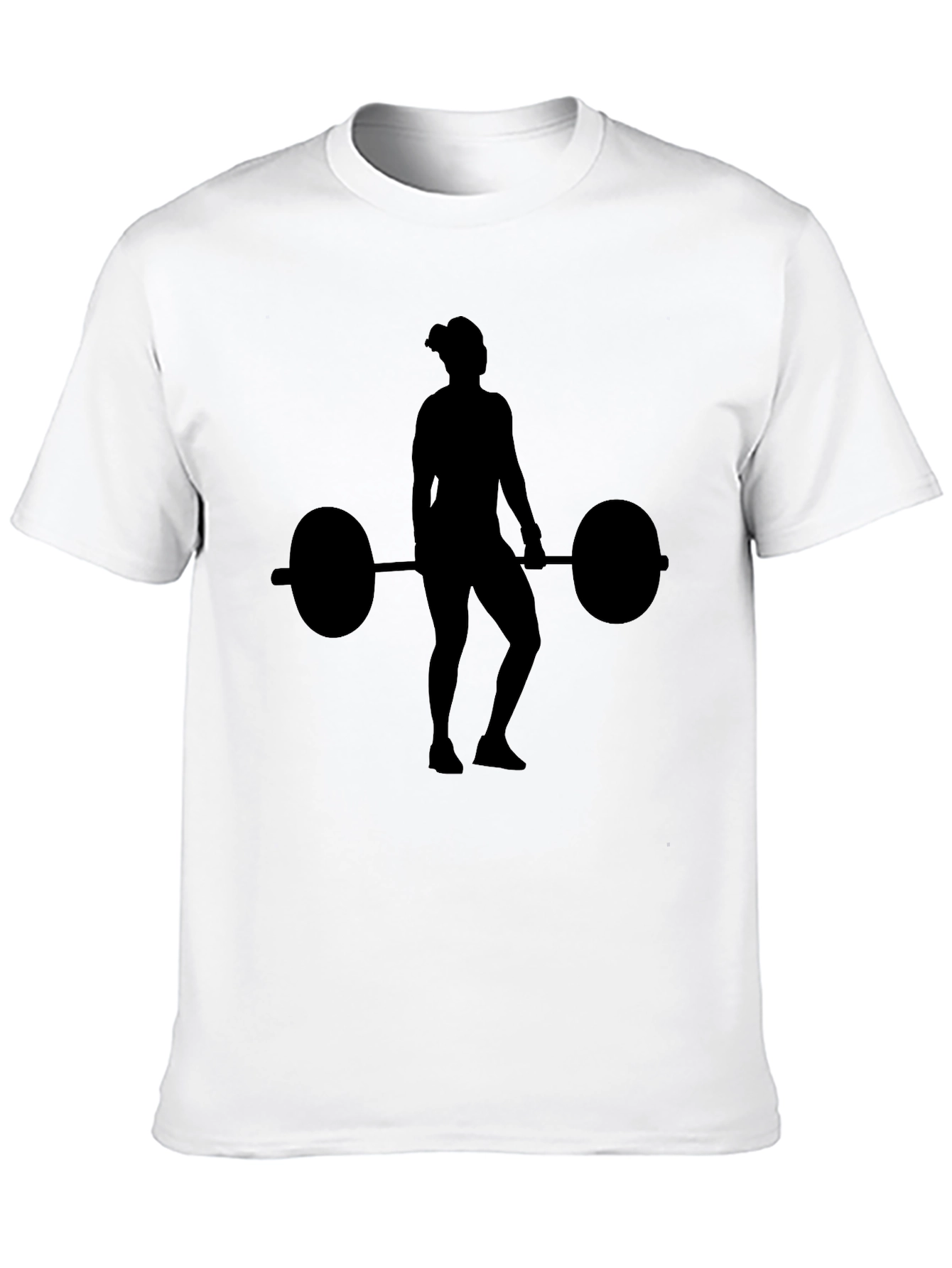 Weightlifting Woman Silhouette Black T-Shirt
