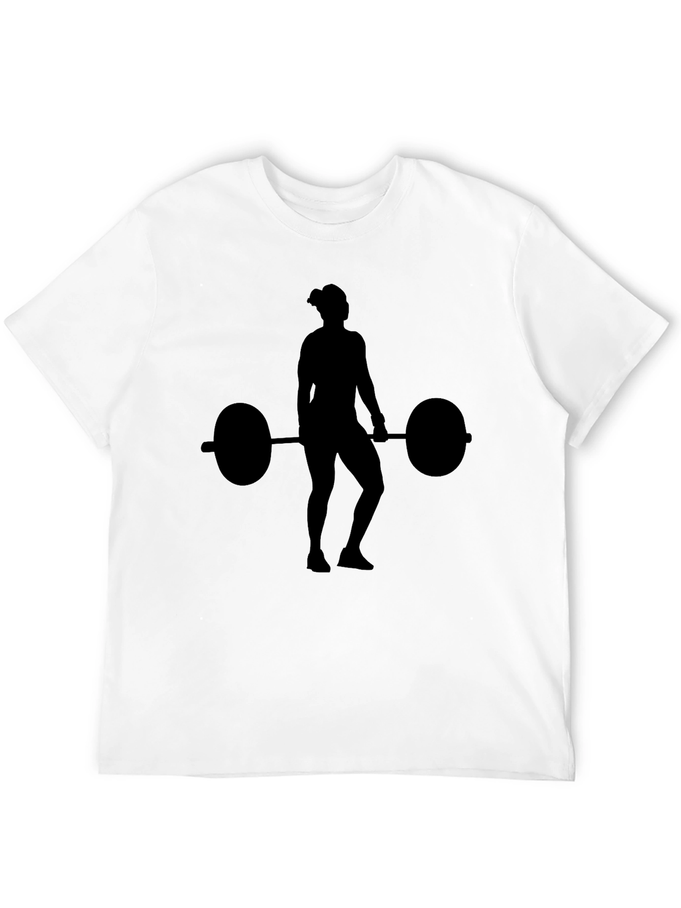 Weightlifting Woman Silhouette Black T-Shirt
