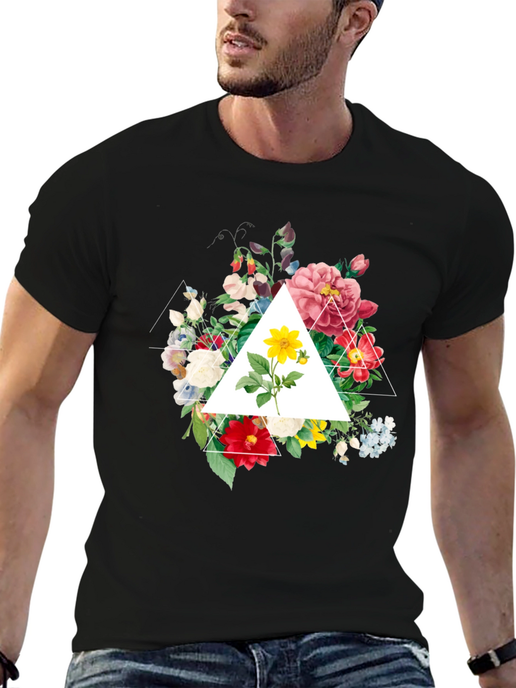 Floral Triangle Graphic T-Shirt