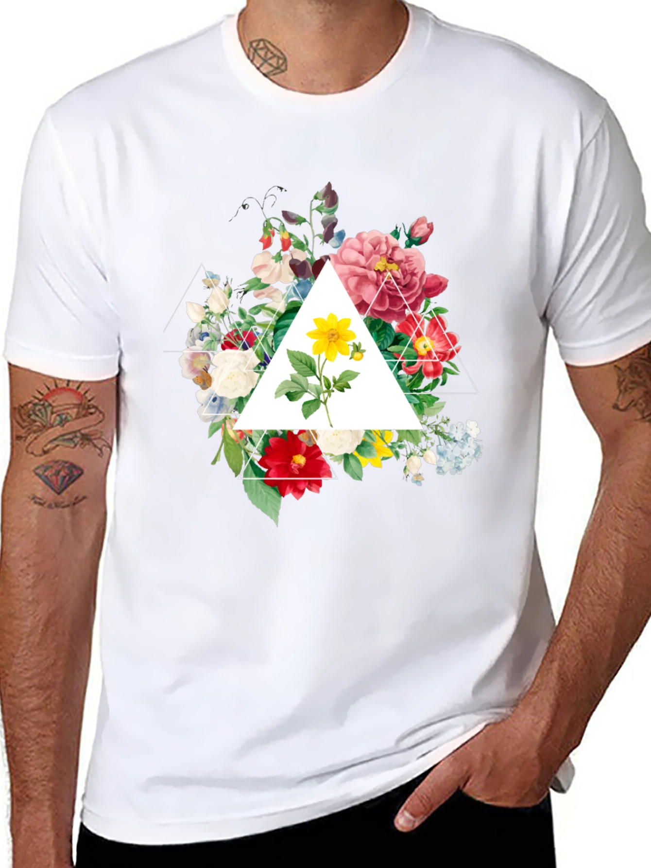 Floral Triangle Graphic T-Shirt