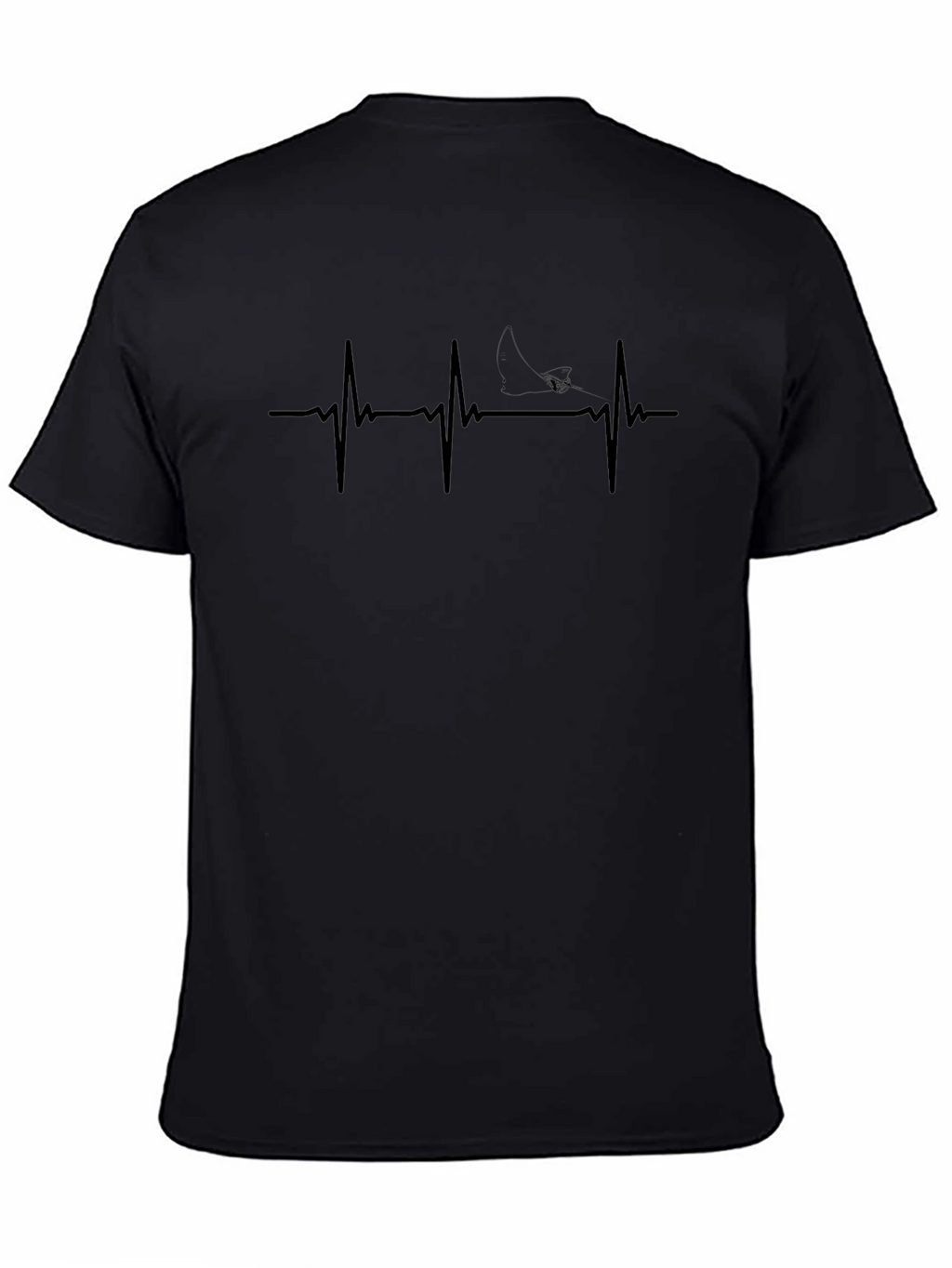 Heartbeat Shark Graphic Tee - Mens Black Cotton T-Shirt