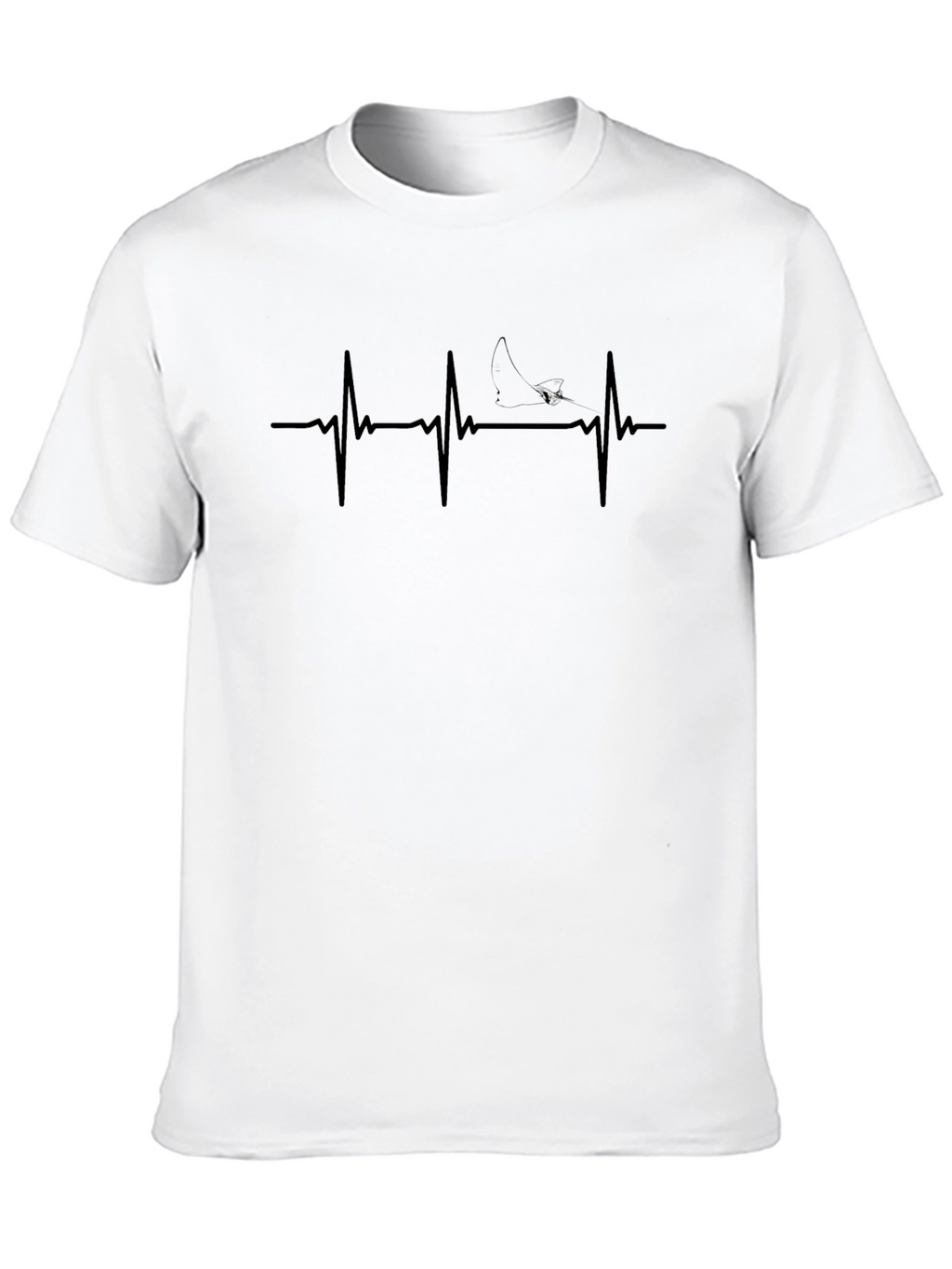 Heartbeat Shark Graphic Tee - Mens Black Cotton T-Shirt