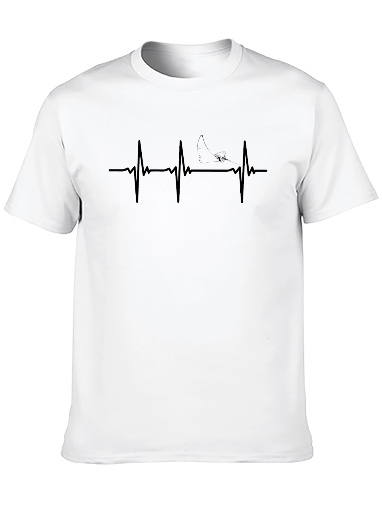 Heartbeat Shark Graphic Tee - Mens Black Cotton T-Shirt