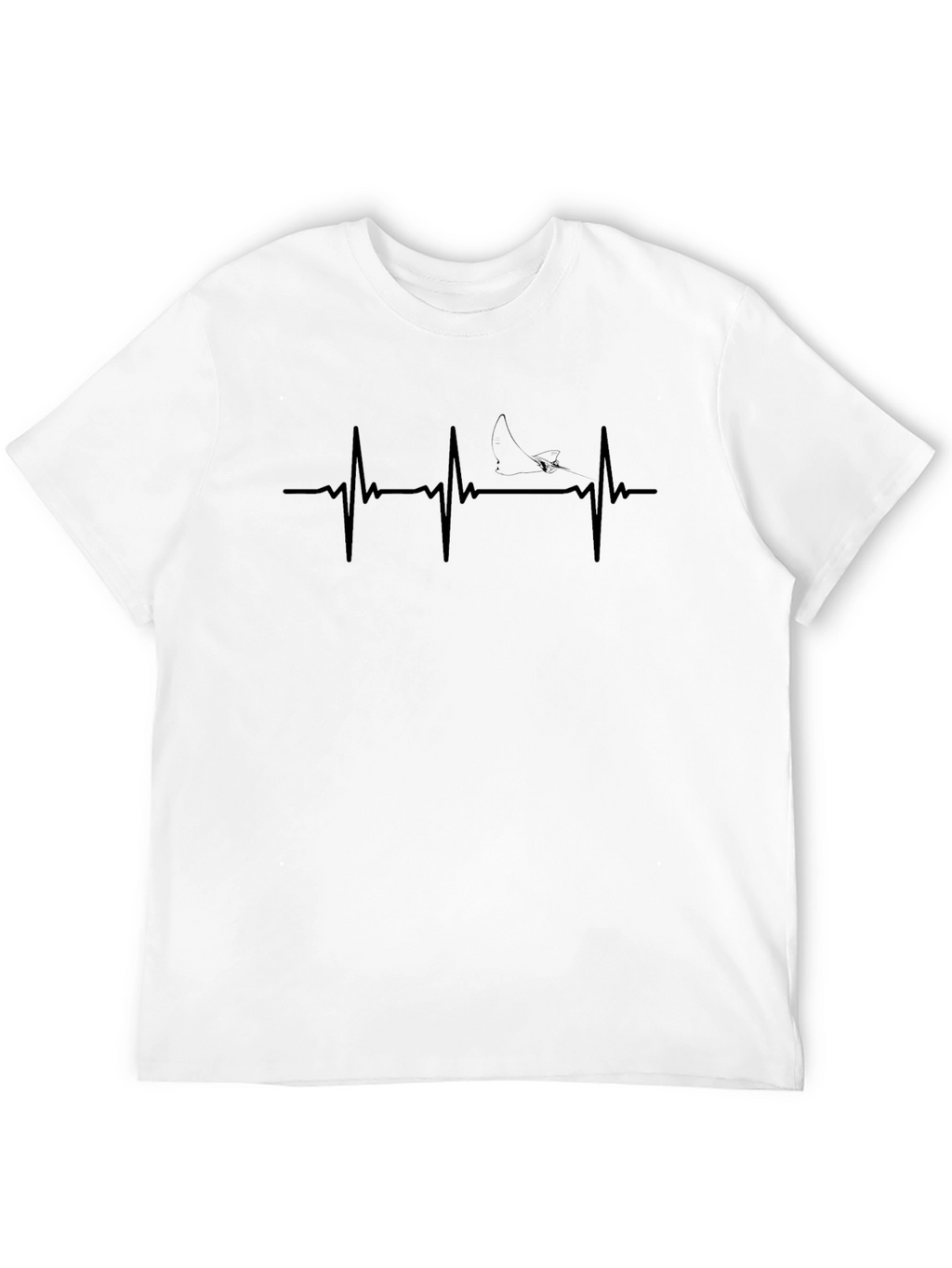 Heartbeat Shark Graphic Tee - Mens Black Cotton T-Shirt