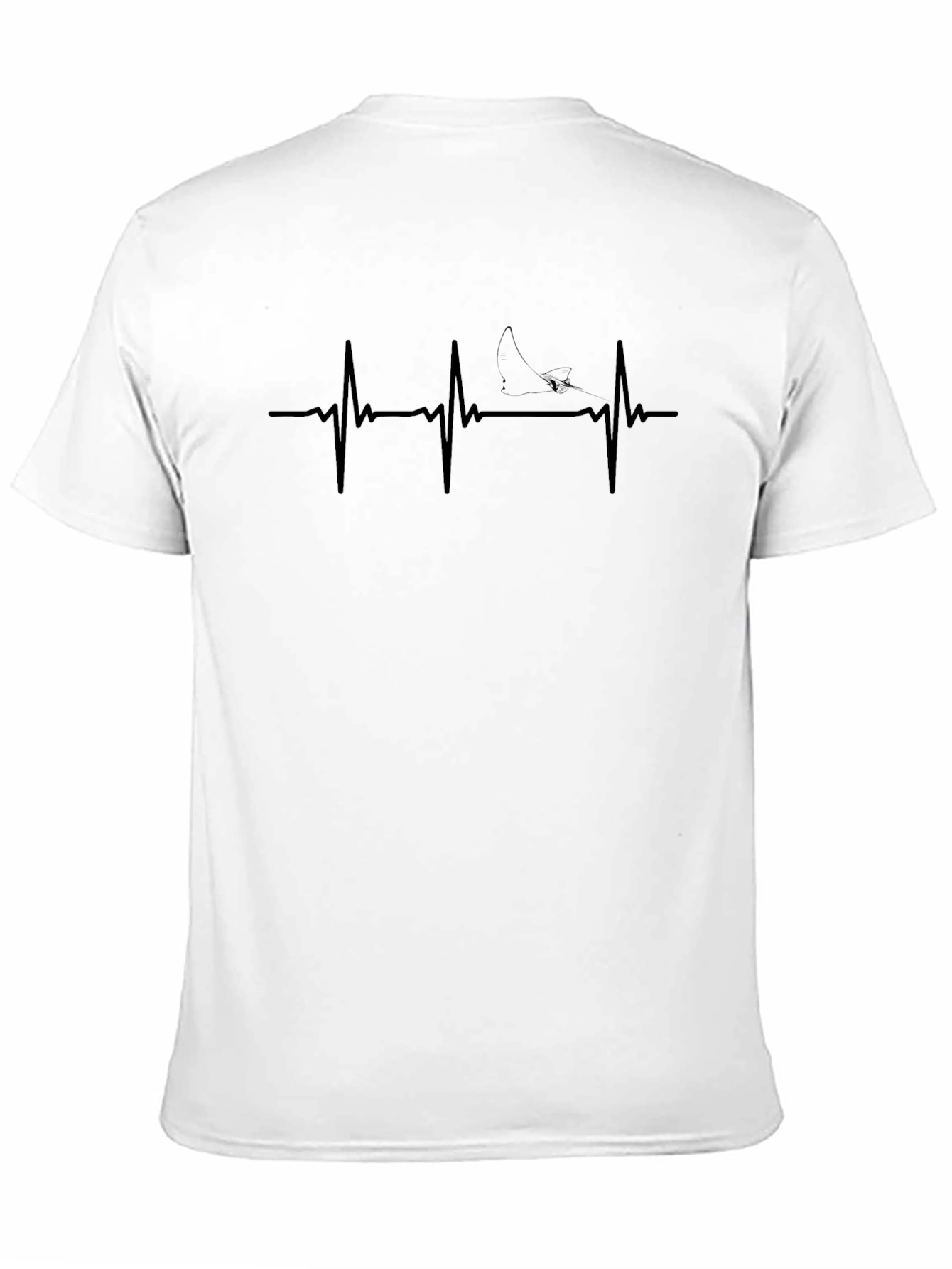 Heartbeat Shark Graphic Tee - Mens Black Cotton T-Shirt