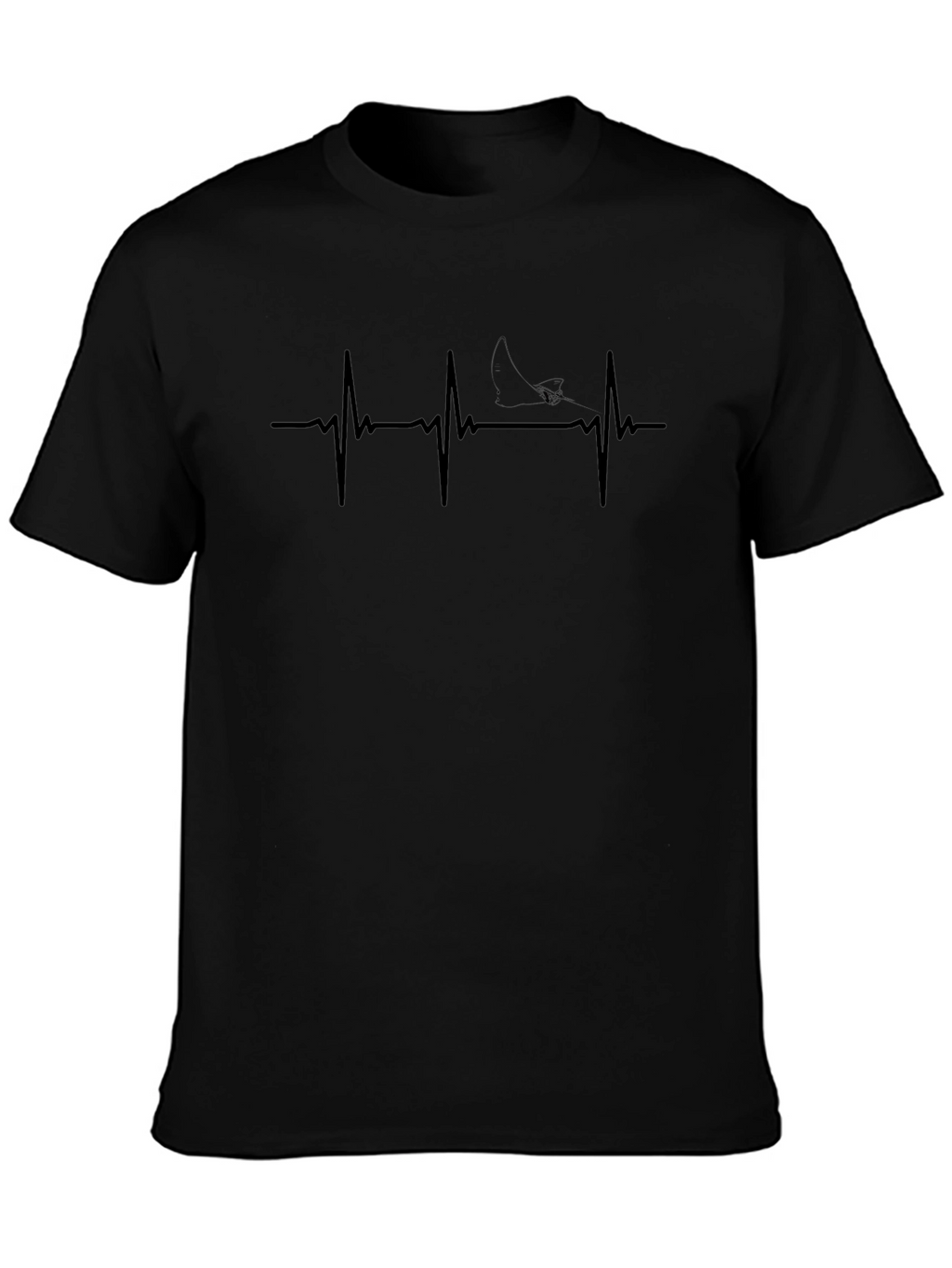 Heartbeat Shark Graphic Tee - Mens Black Cotton T-Shirt