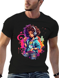 Funky Afro Girl Graphic Tee - Black