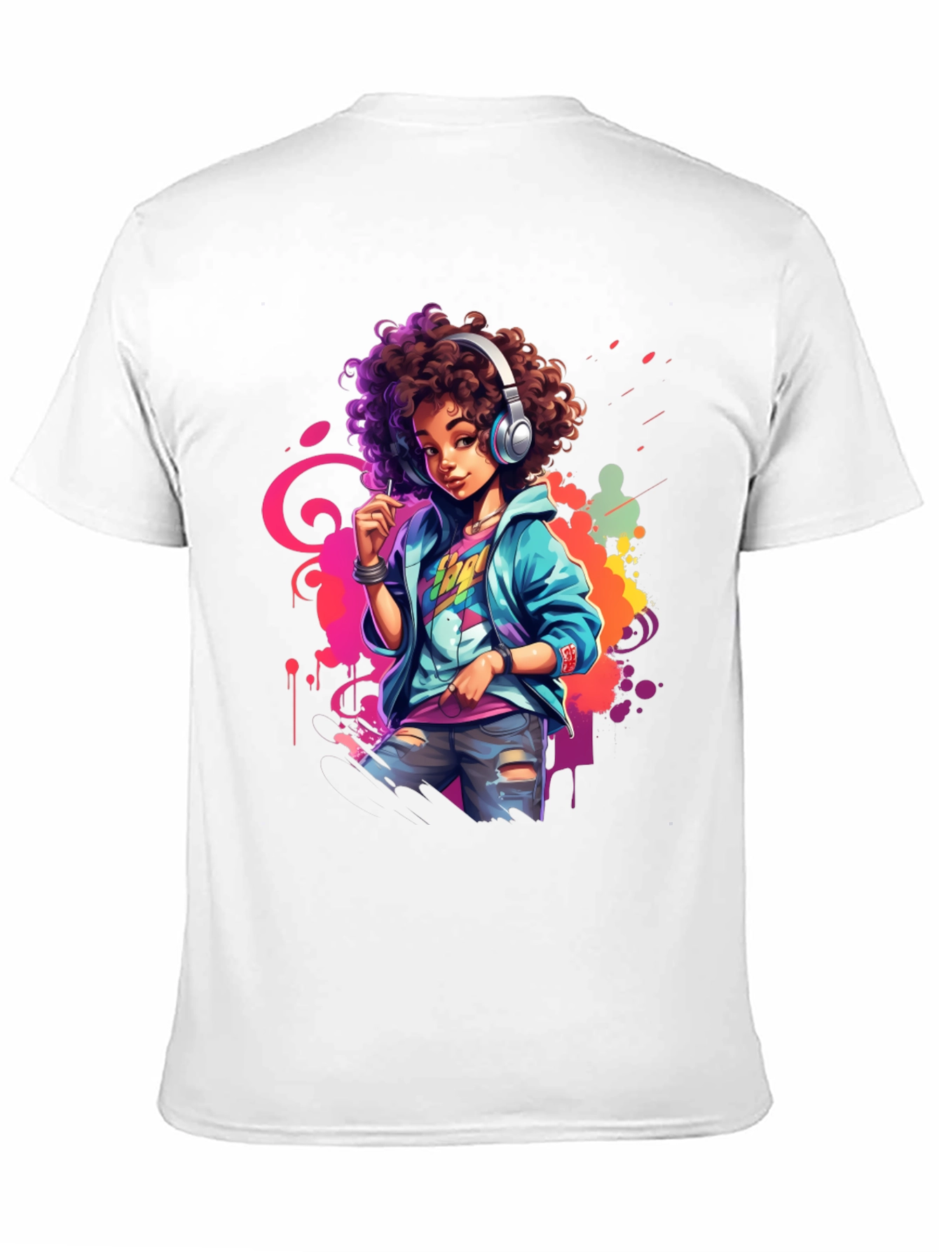 Funky Afro Girl Graphic Tee - Black