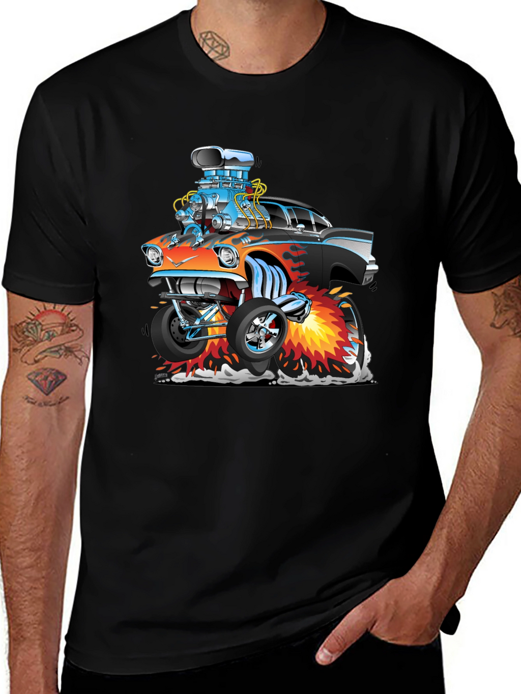Cartoon Hot Rod T-Shirt - Black