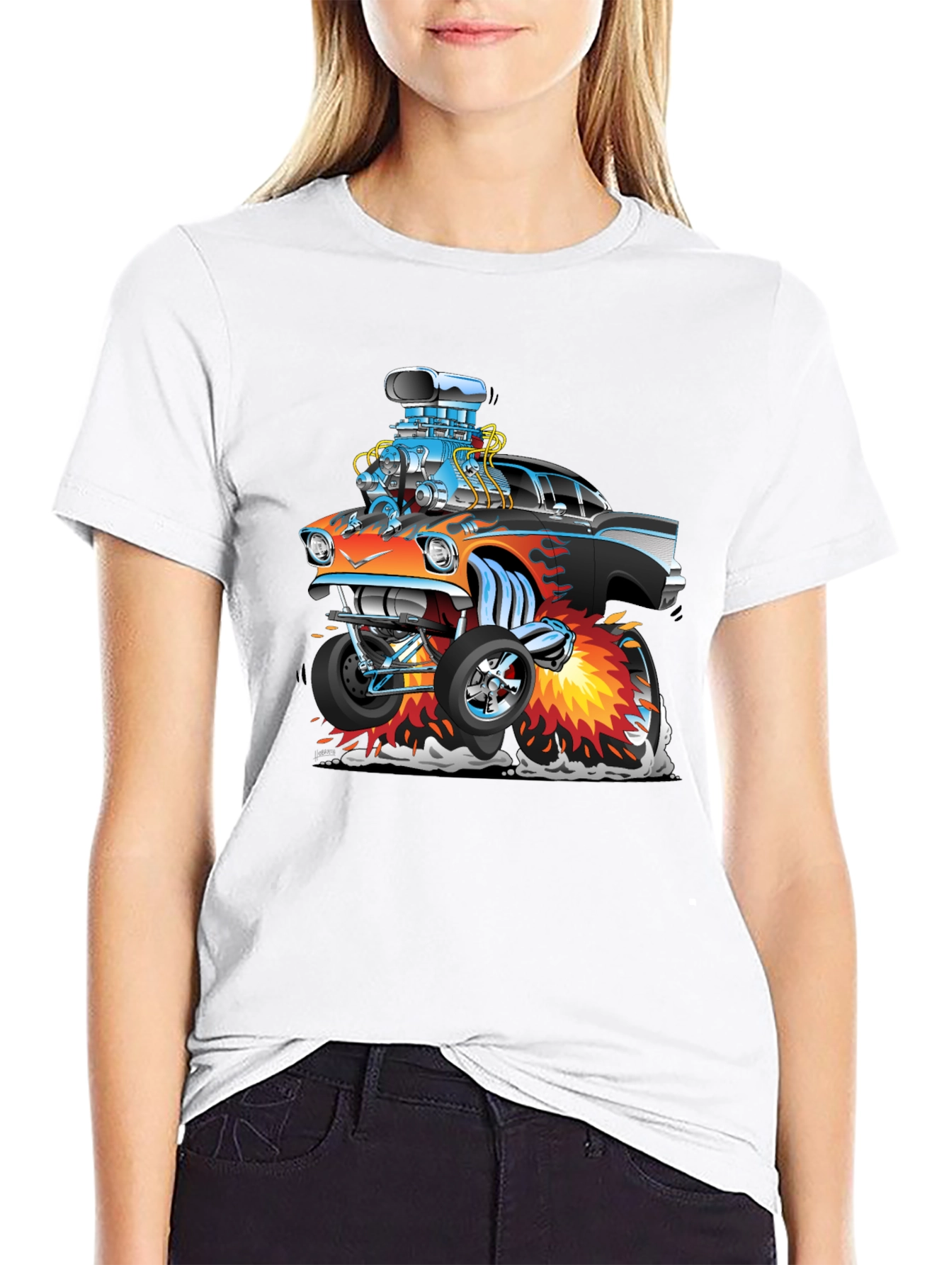 Cartoon Hot Rod T-Shirt - Black
