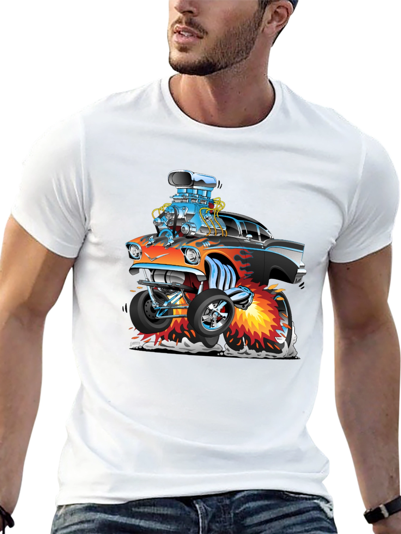 Cartoon Hot Rod T-Shirt - Black