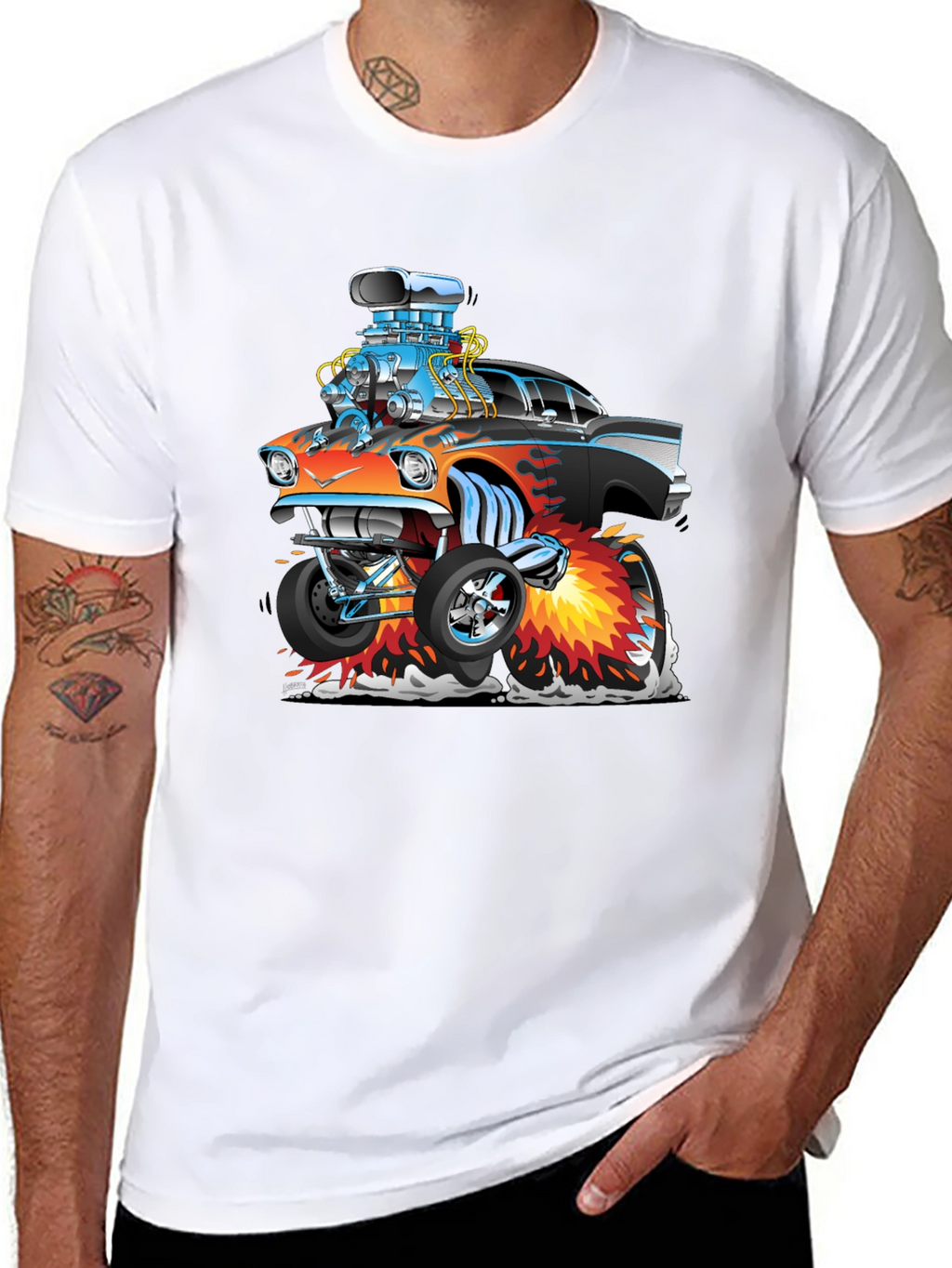 Cartoon Hot Rod T-Shirt - Black